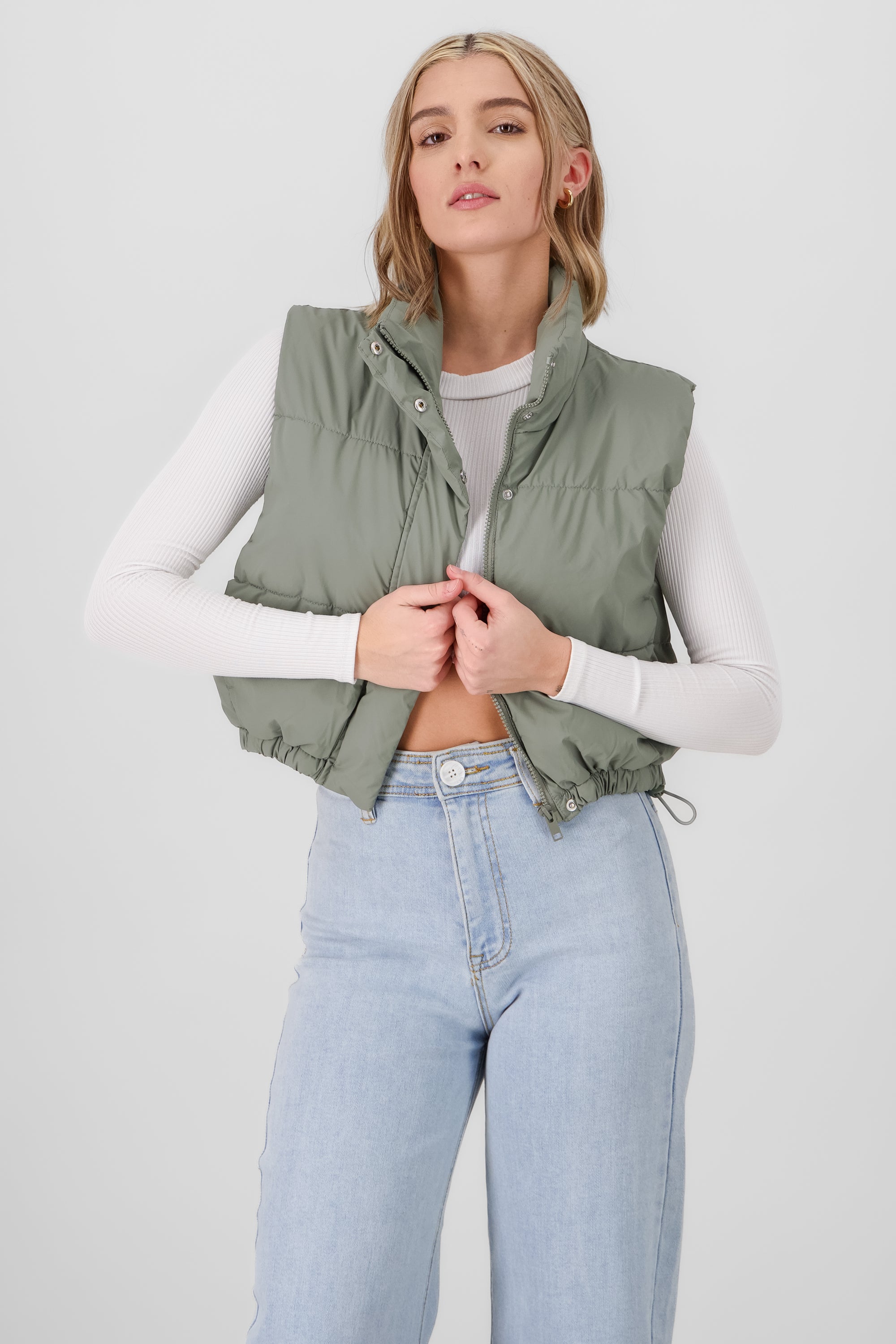 Solid High Neck Vest OLIVE