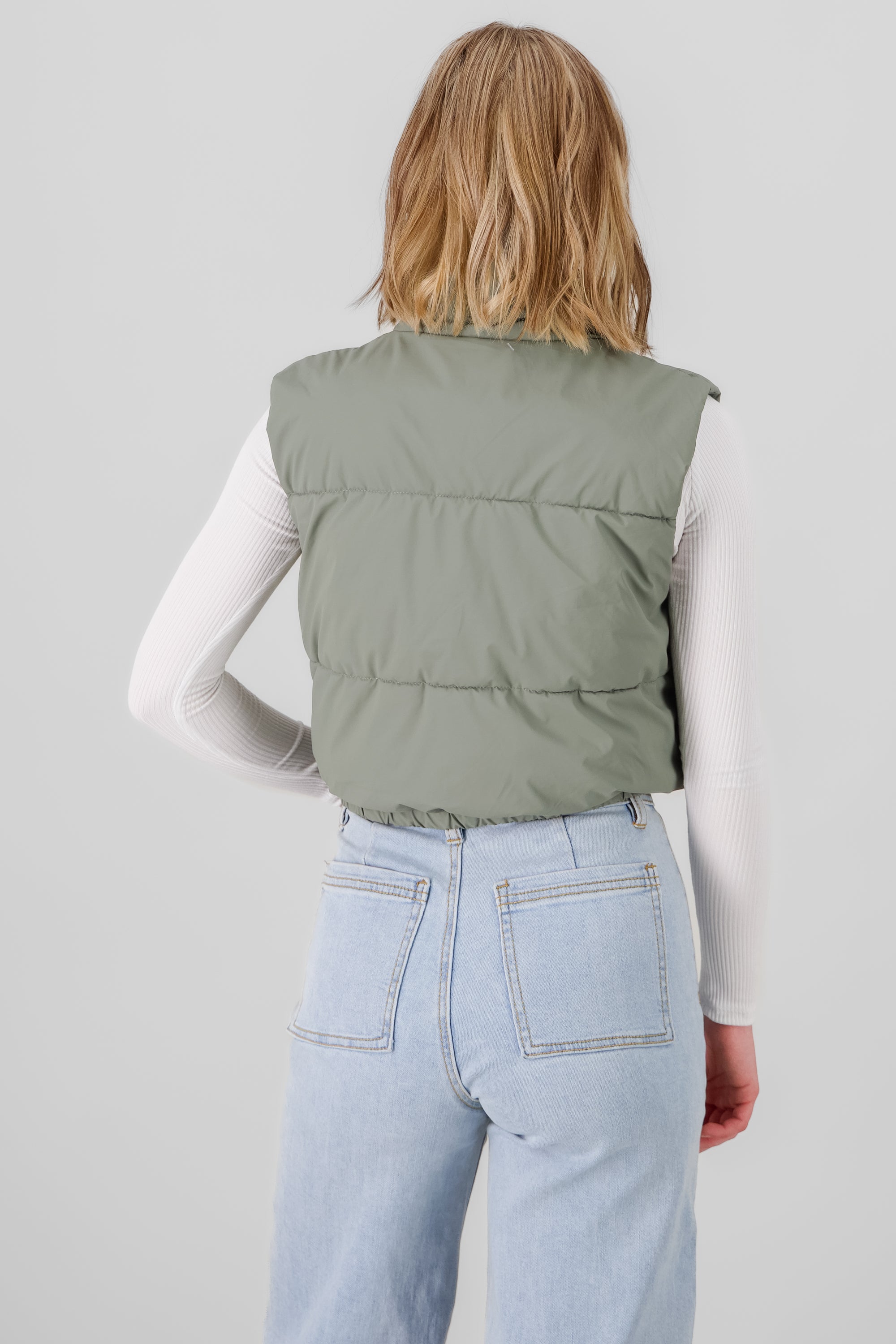 Solid High Neck Vest OLIVE