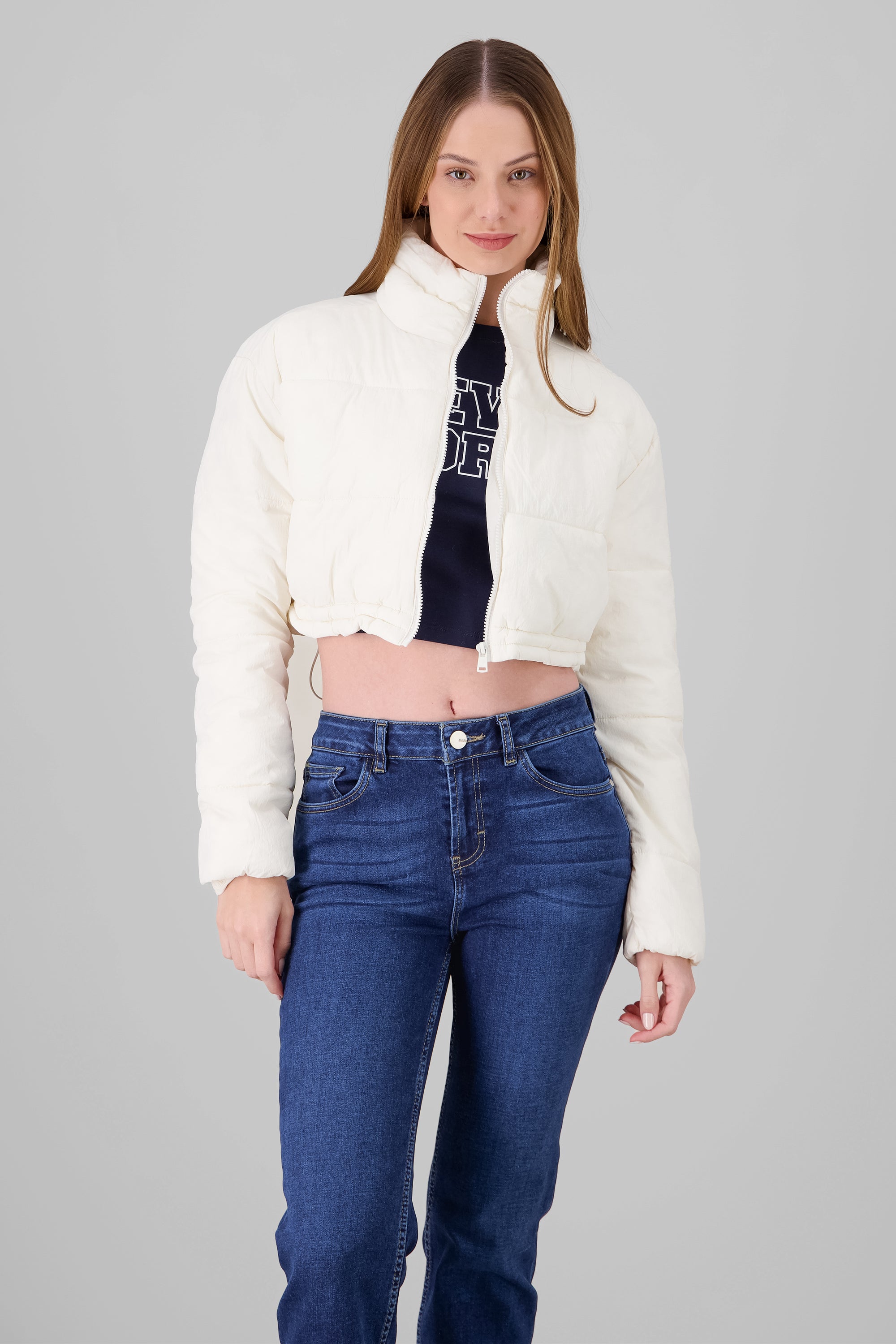 Cropped Solid Jacket CREAM