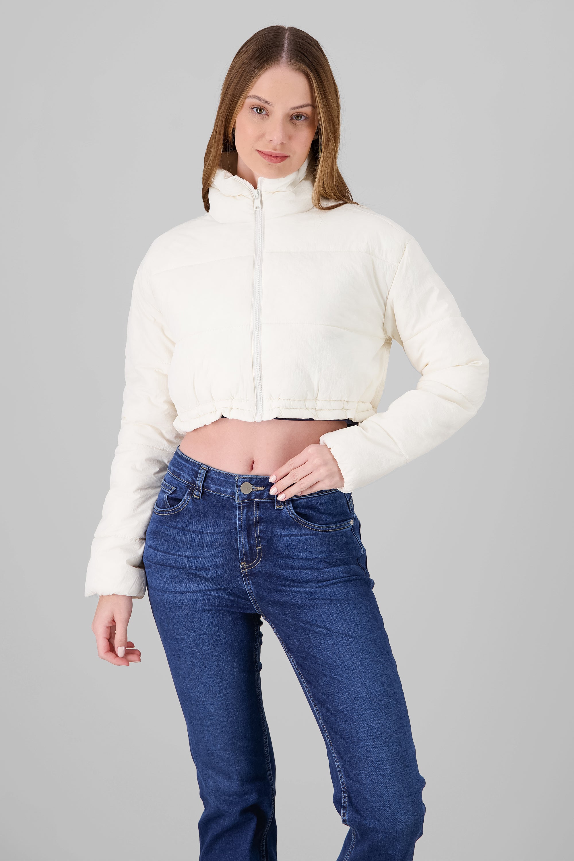 Cropped Solid Jacket CREAM