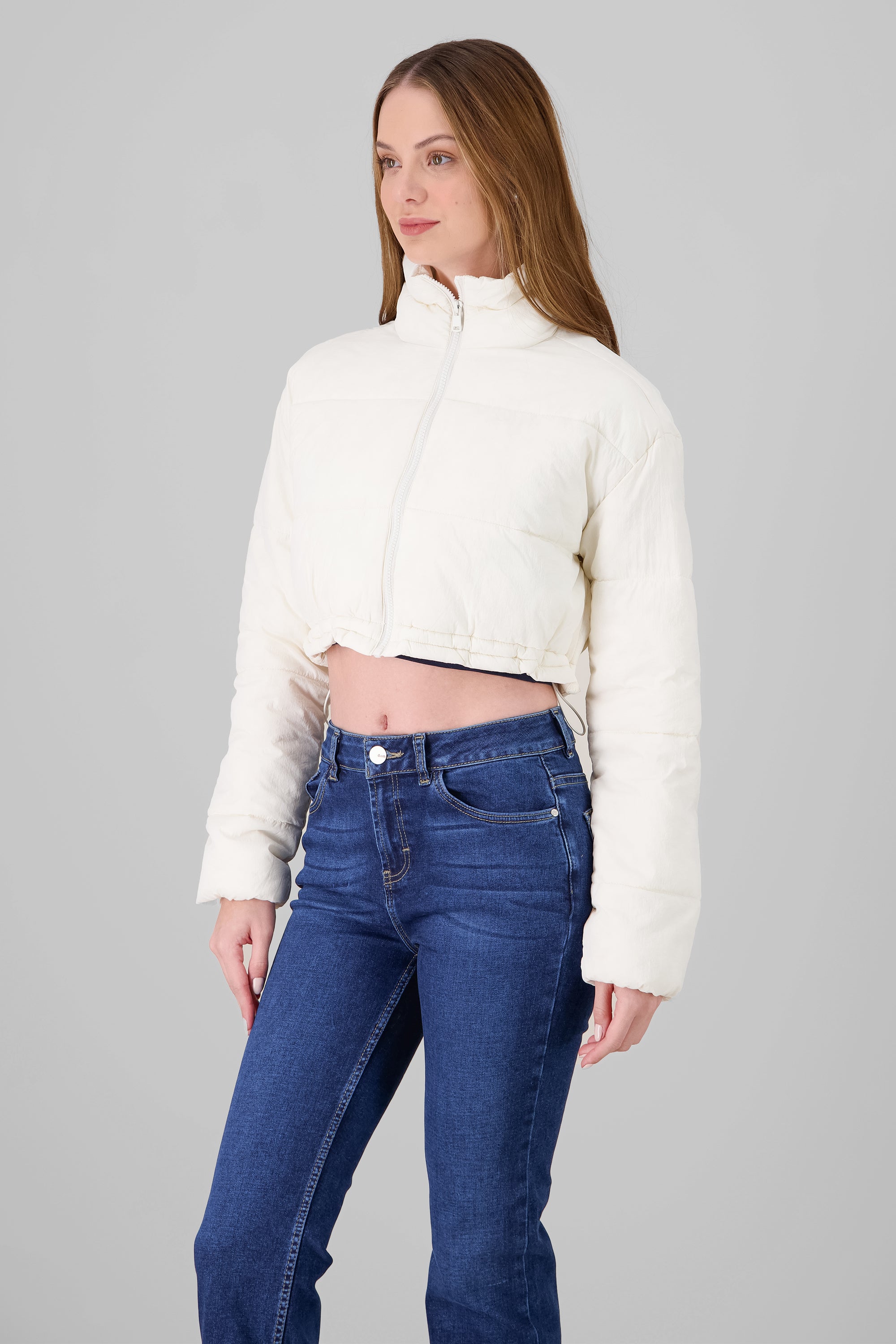 Cropped Solid Jacket CREAM