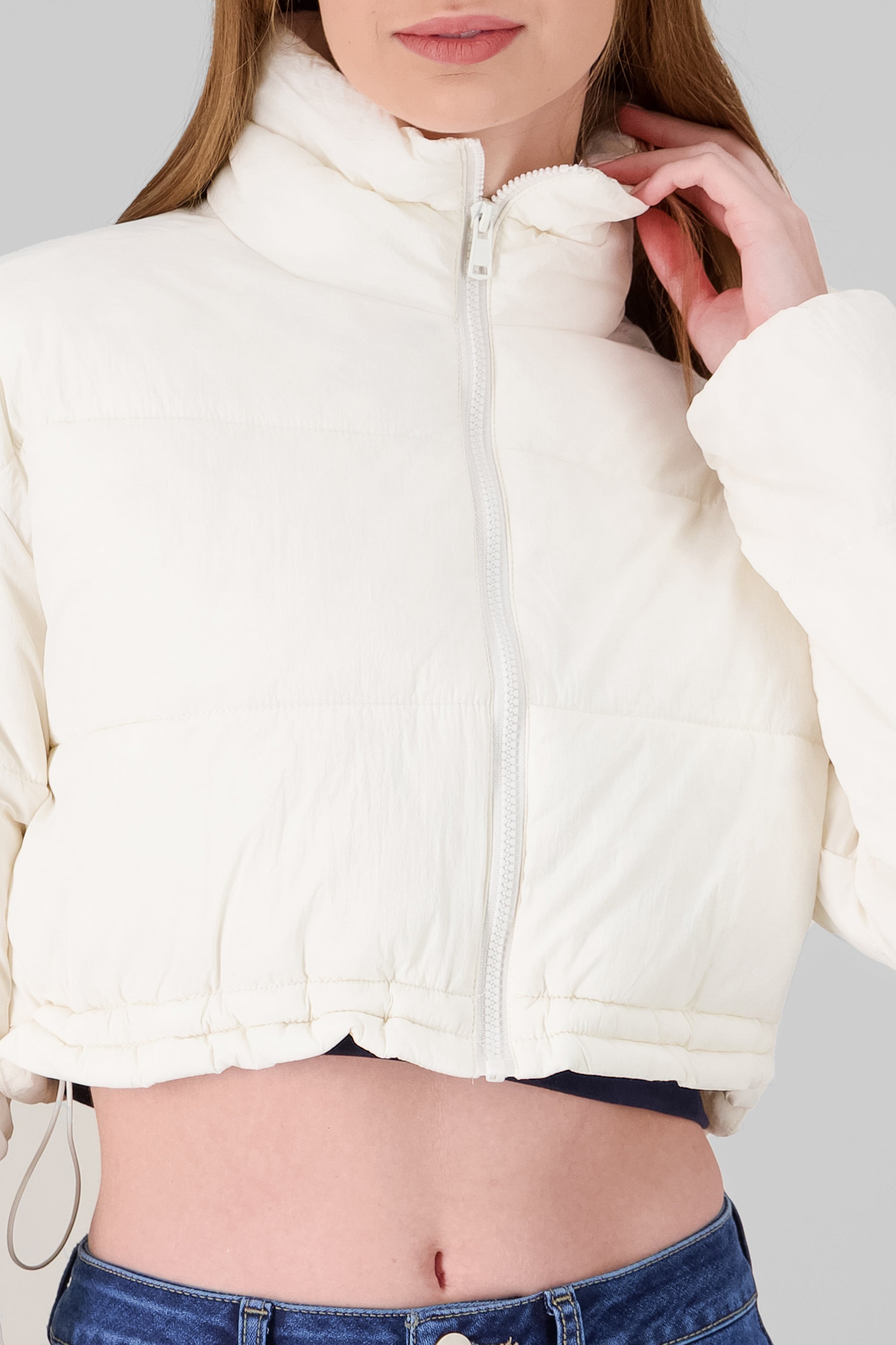 Cropped Solid Jacket CREAM