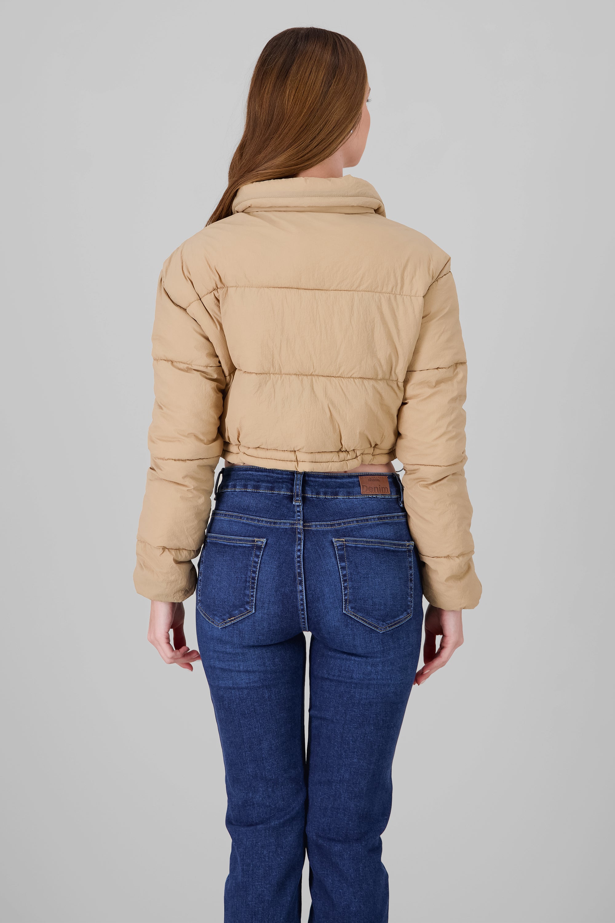 Cropped Solid Jacket KHAKI