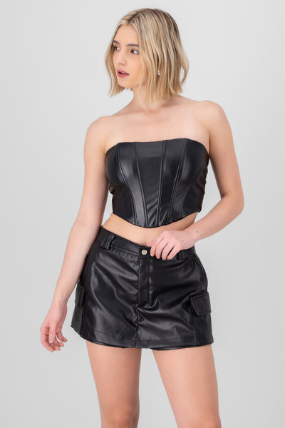 Faux Leather Top BLACK