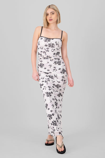 Floral Print Drapped Maxi Dress WHITE COMBO