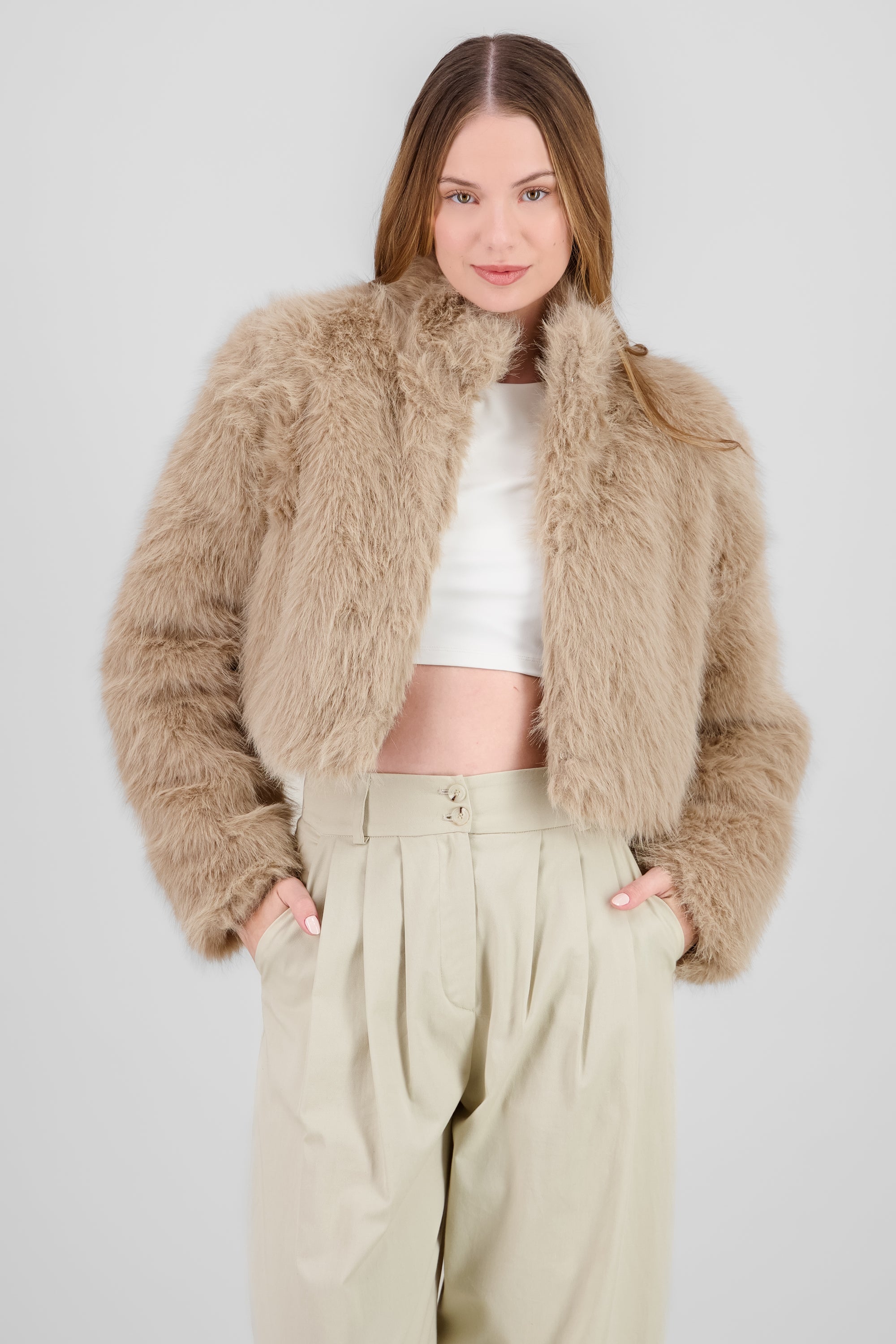 Faux Fur Coat BROWN