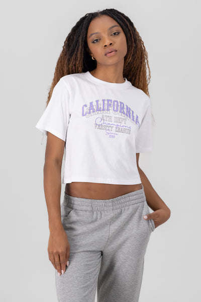 California Printed Crop Top WHITE