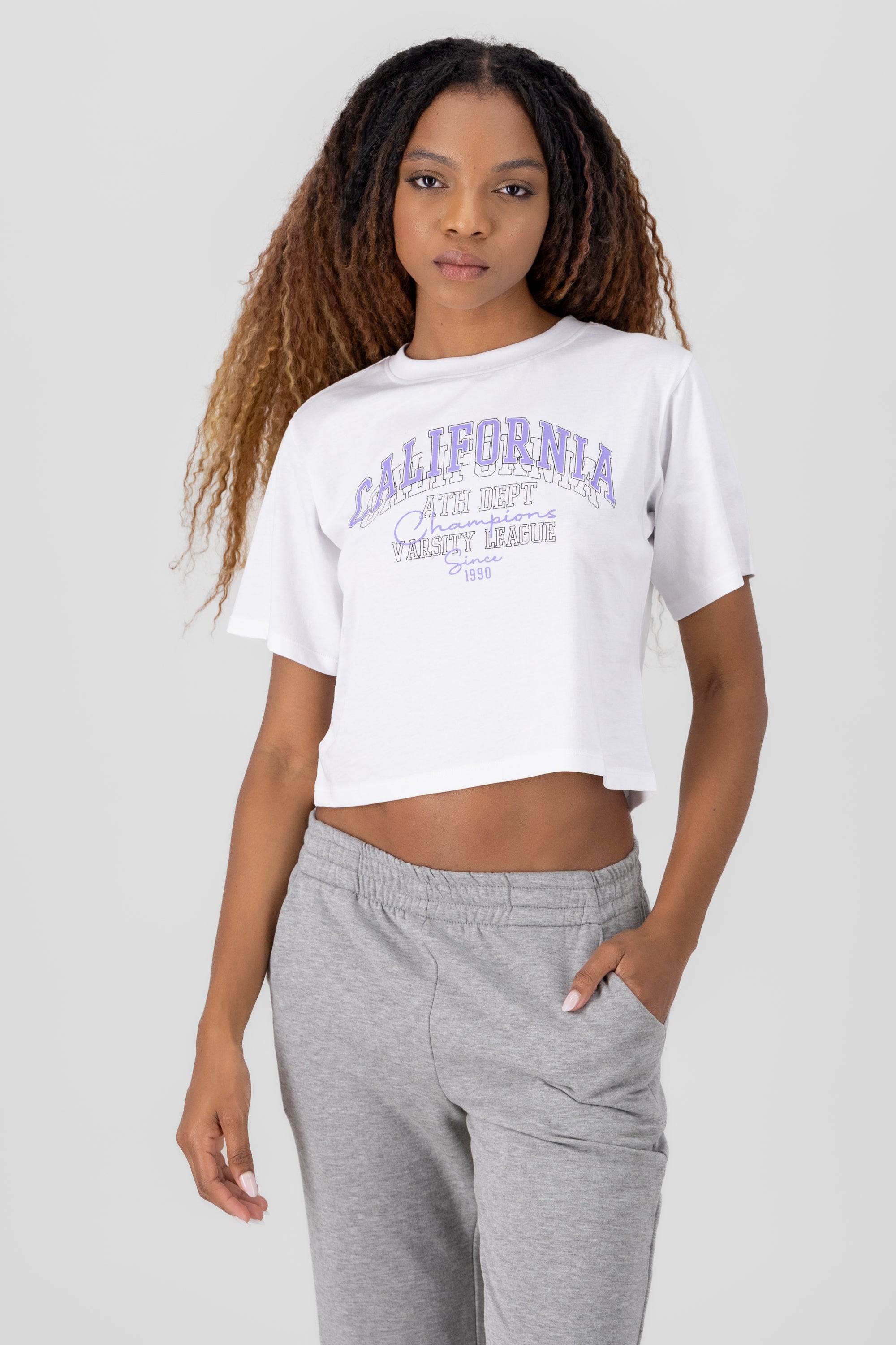 California Printed Crop Top WHITE