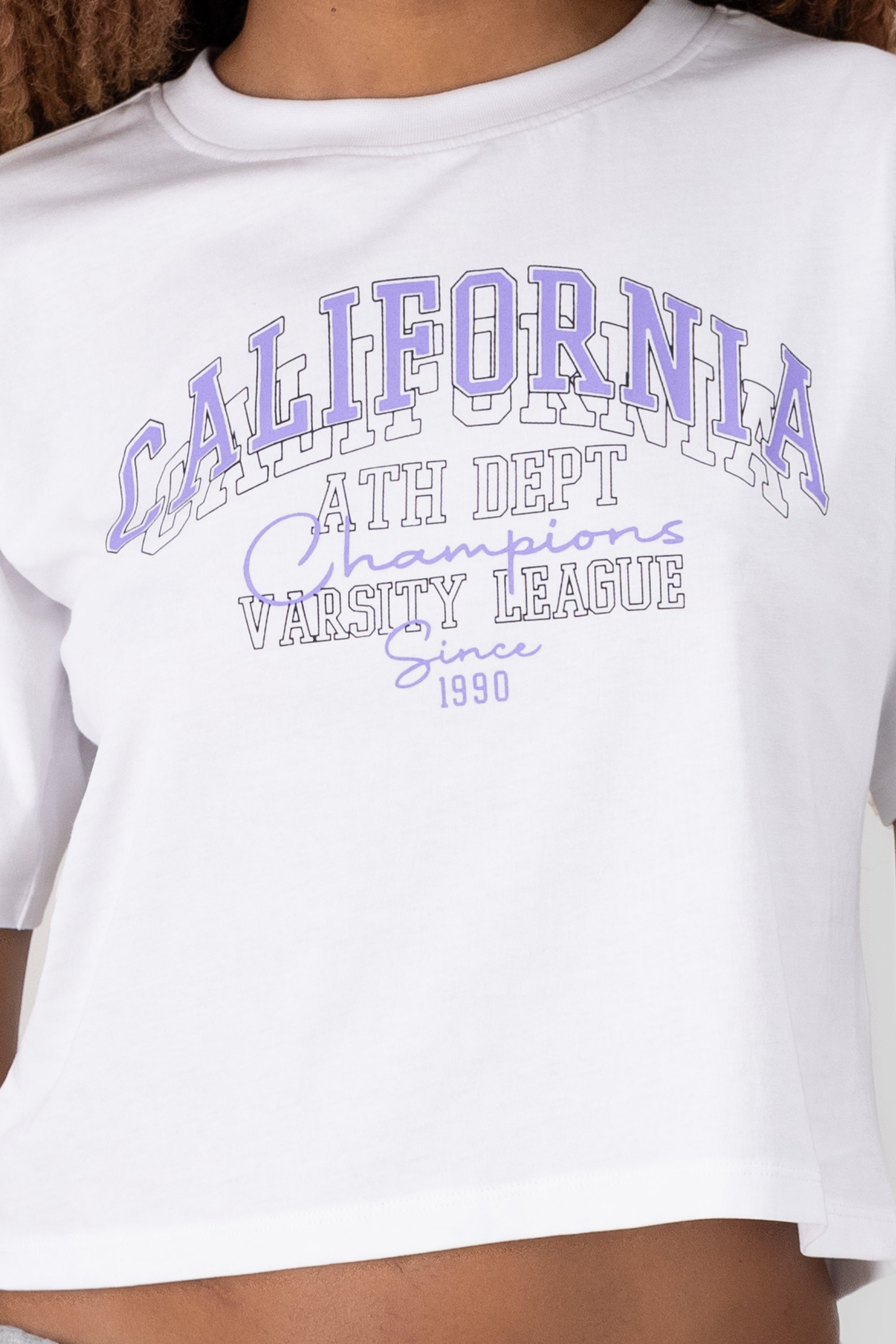 California Printed Crop Top WHITE