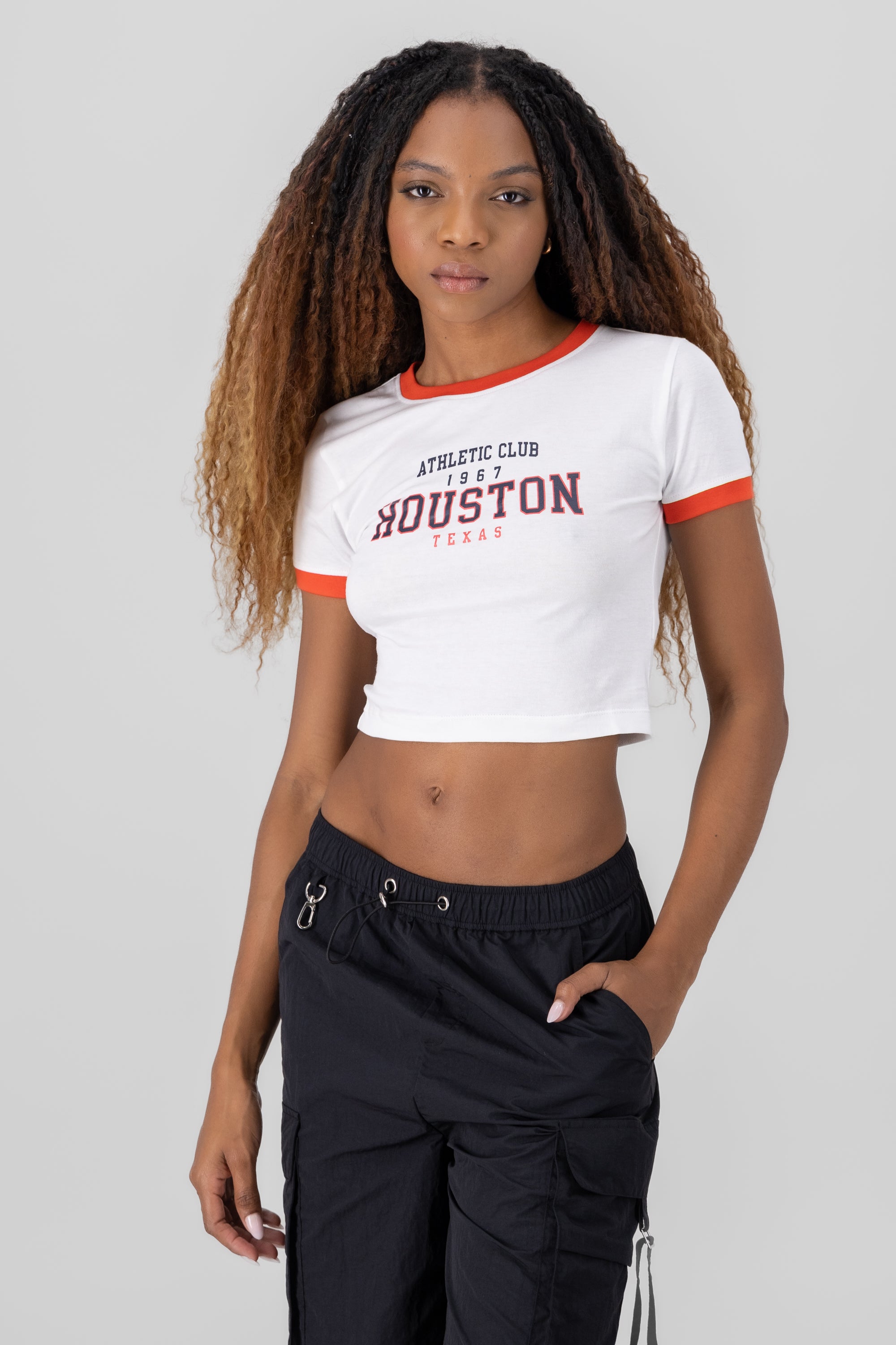 Houston Print Crop Top WHITE