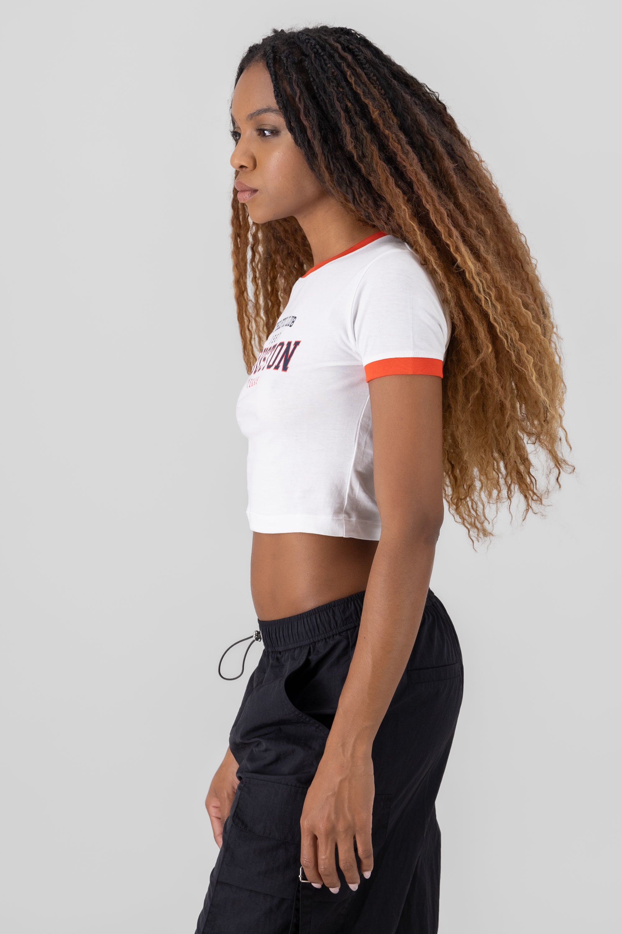 Houston Print Crop Top WHITE