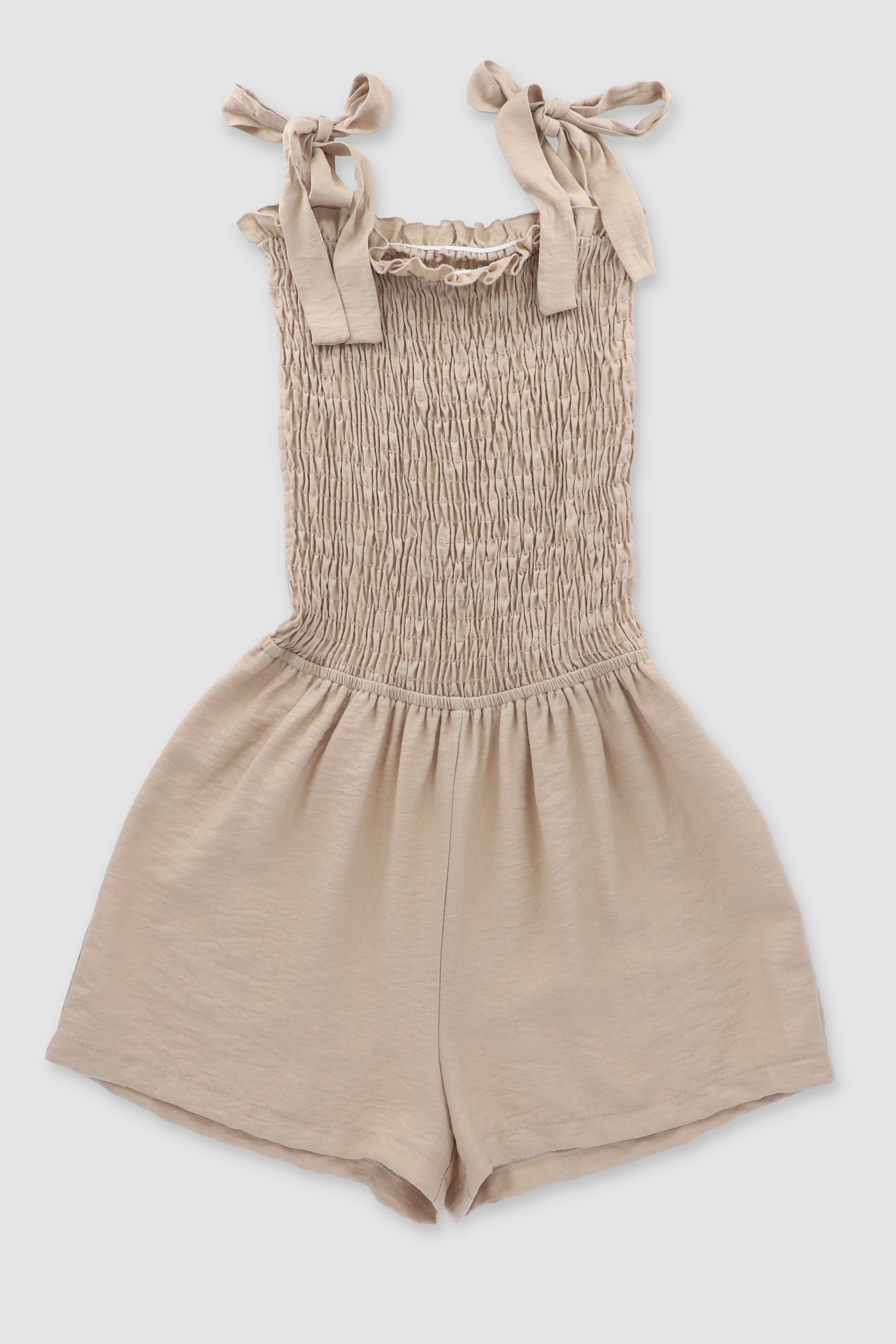 Strappy Romper With Smocked Detail BEIGE