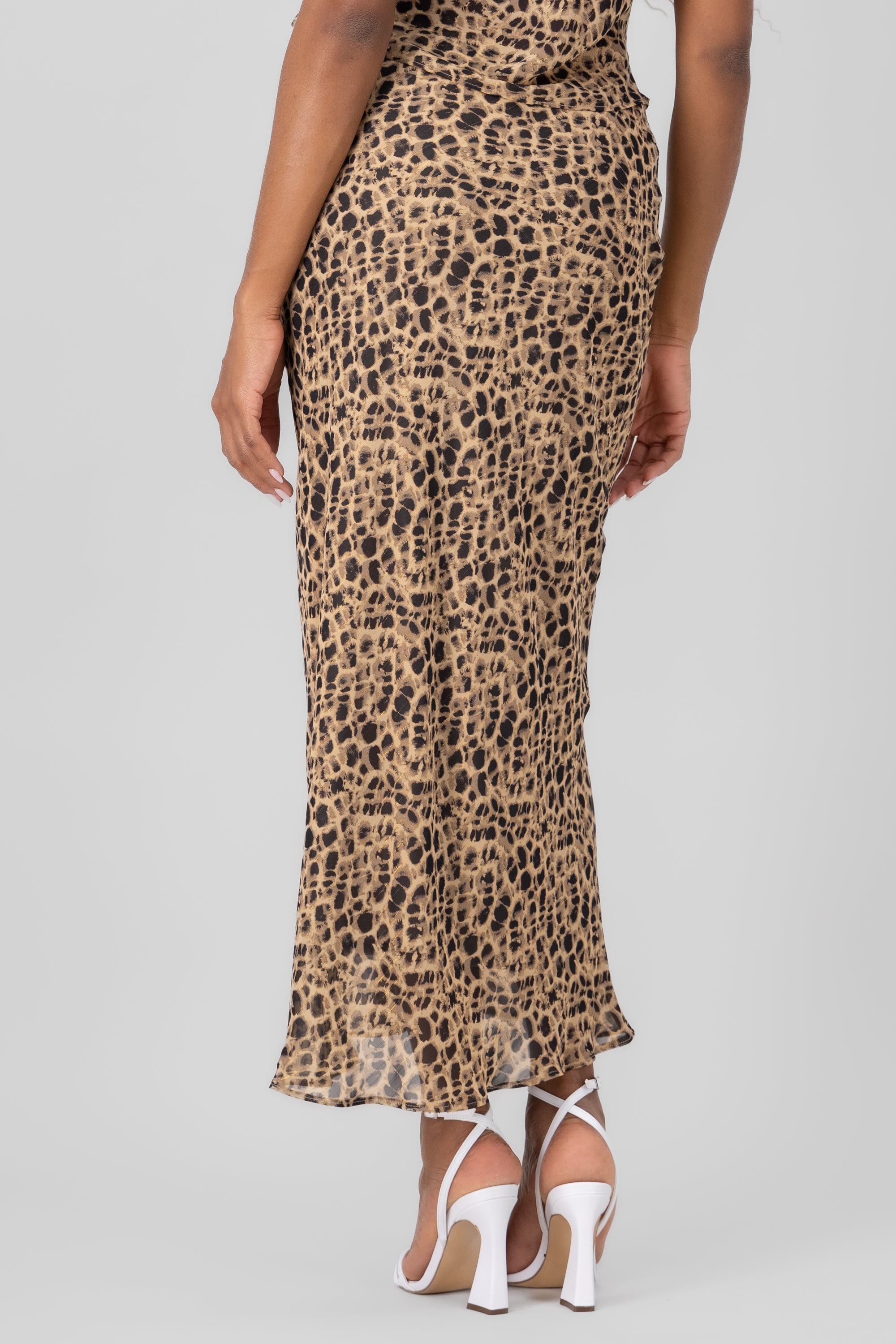 Animal Print Maxi Skirt BROWN COMBO