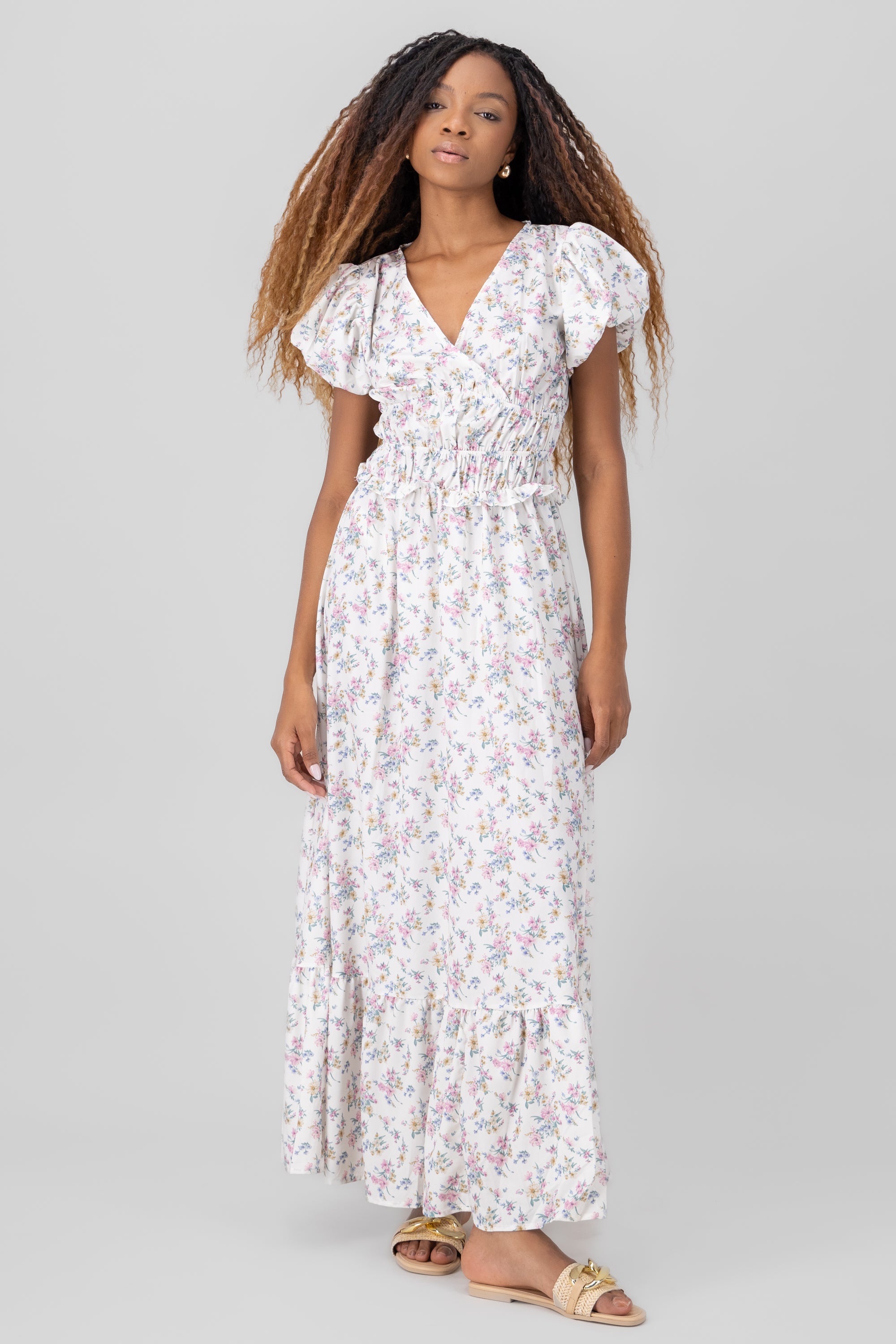 Printed Maxi Dress WHITE COMBO