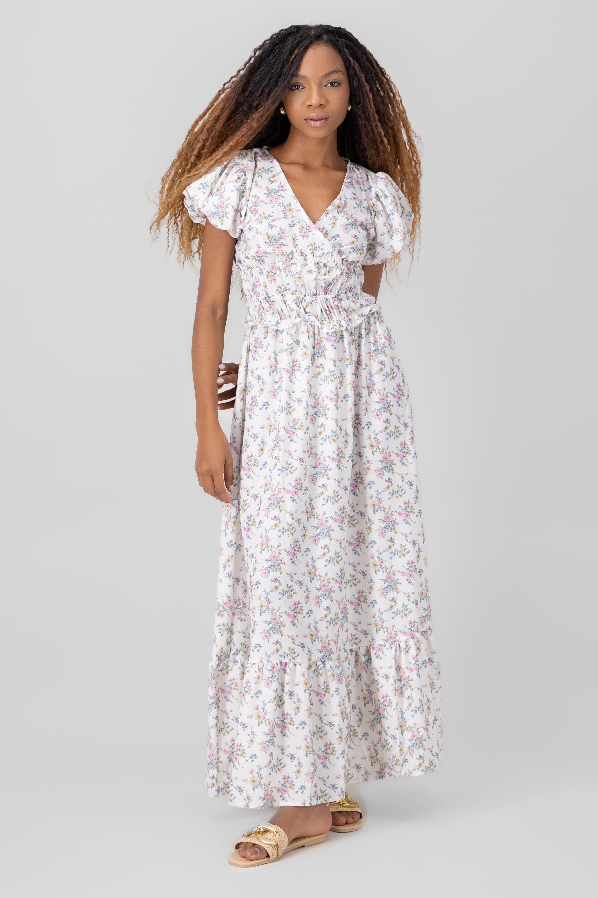 Printed Maxi Dress WHITE COMBO