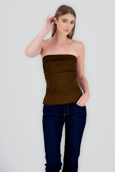 Tube Top With Slit TAN