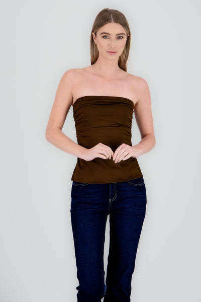 Tube Top With Slit TAN