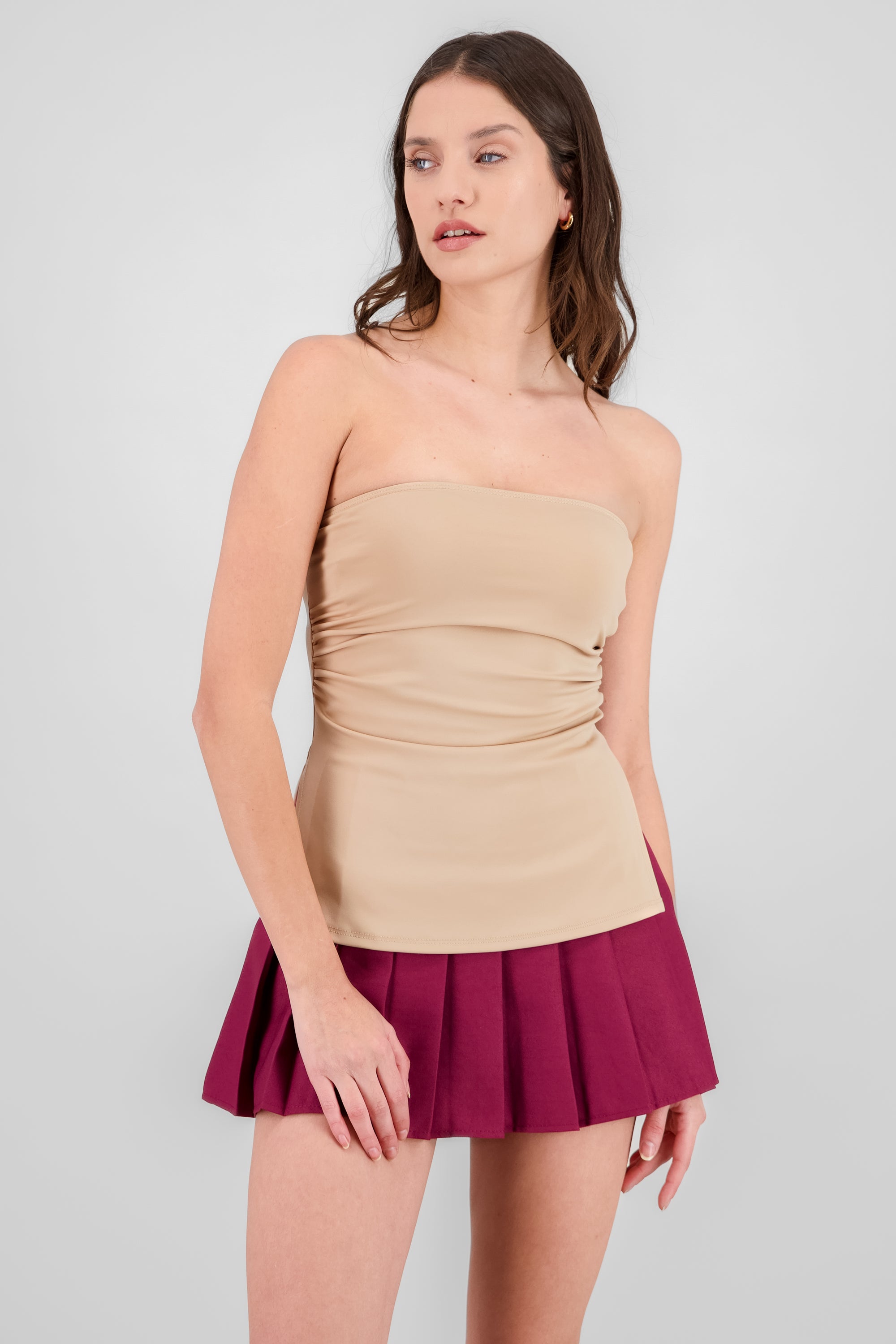 Tube Top With Slit TAN