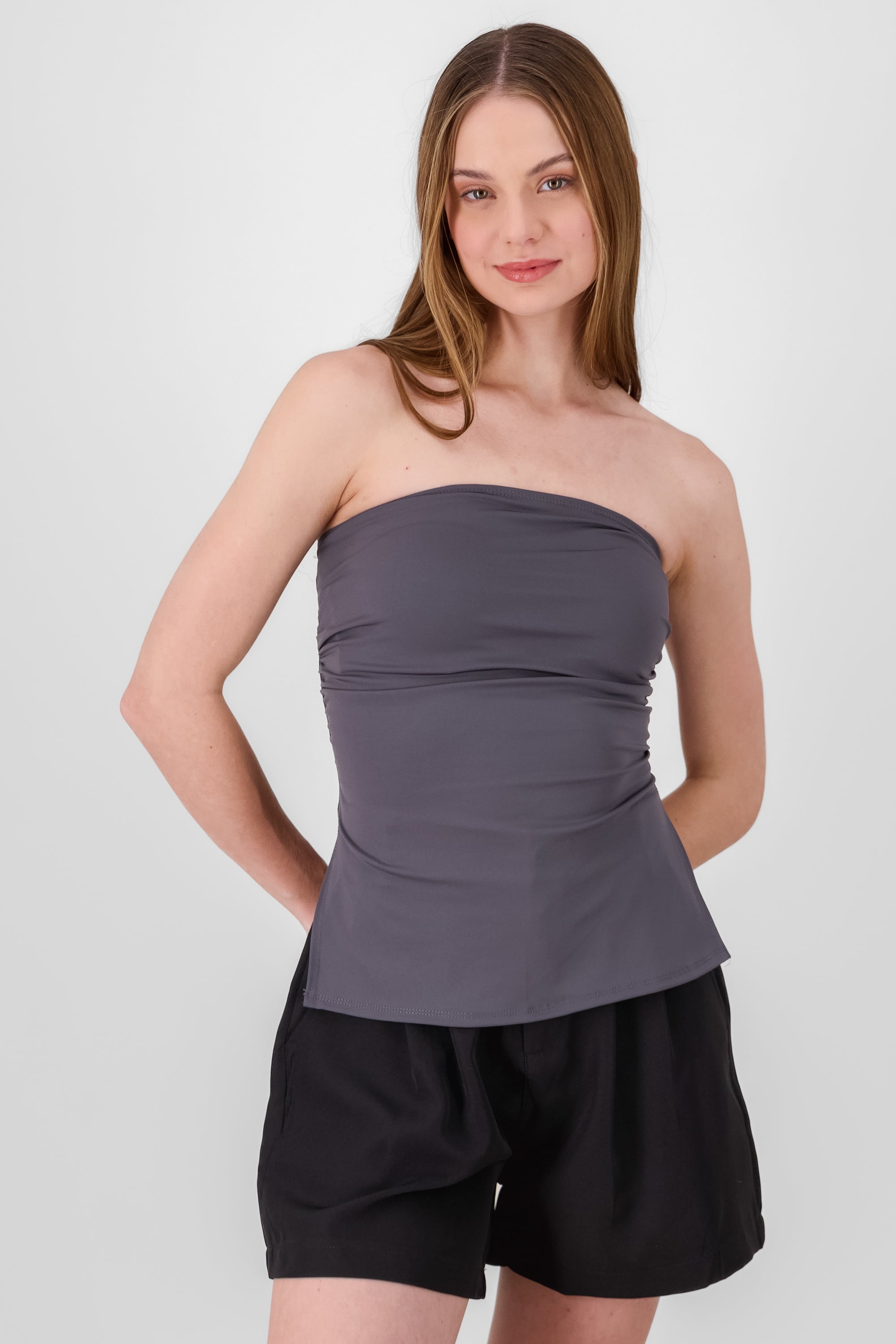 Tube Top With Slit GRAY