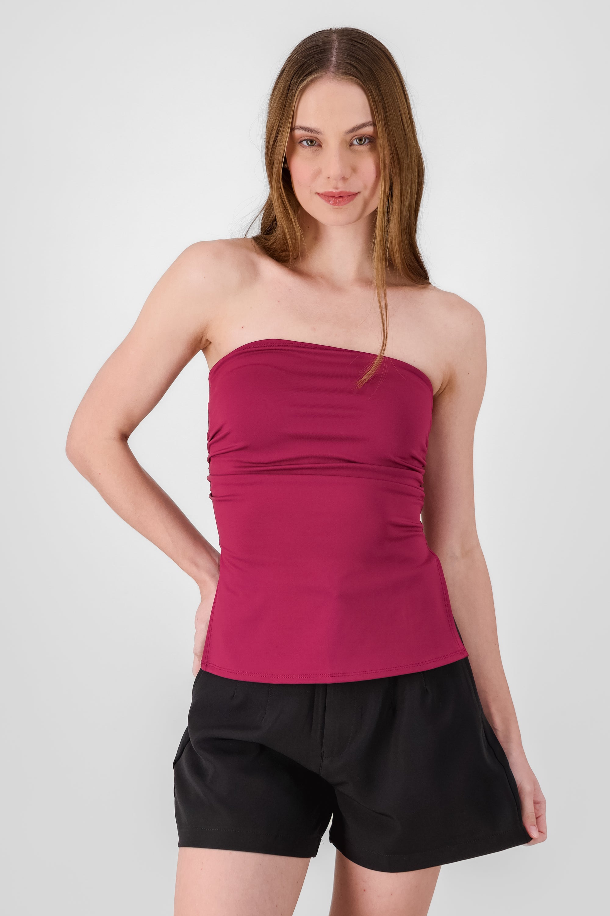 Tube Top With Slit CHERRY RED