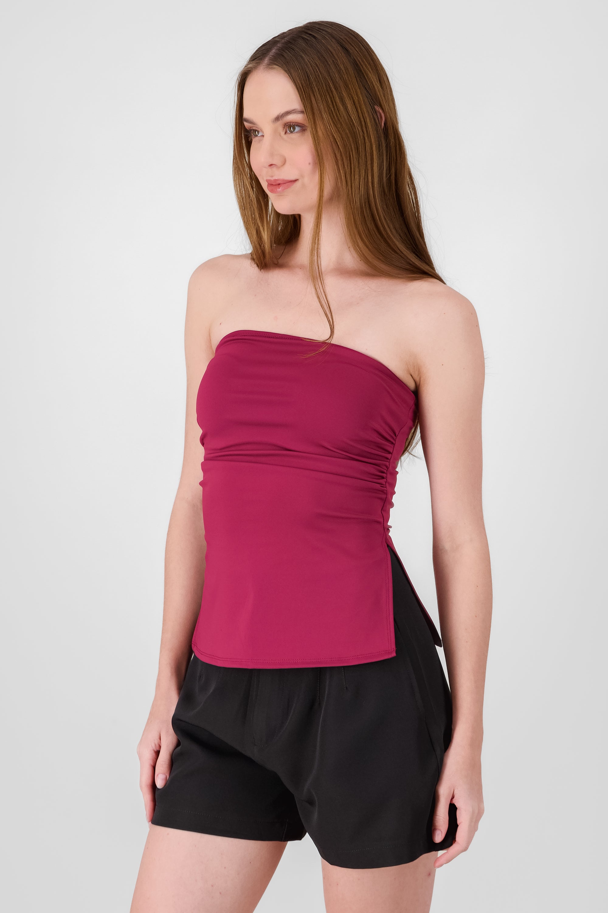 Tube Top With Slit CHERRY RED