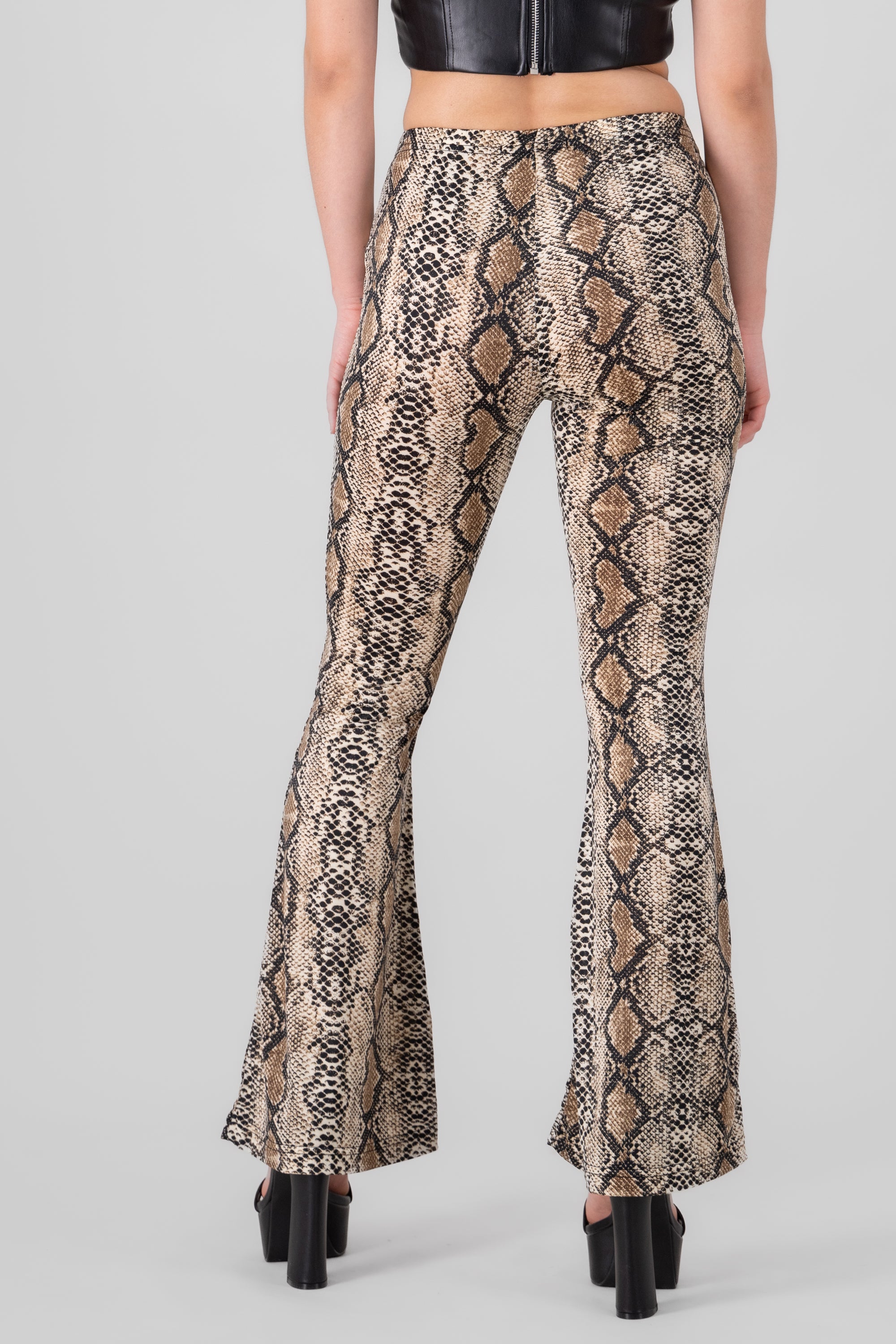 Animal Print Flared Pants BROWN COMBO