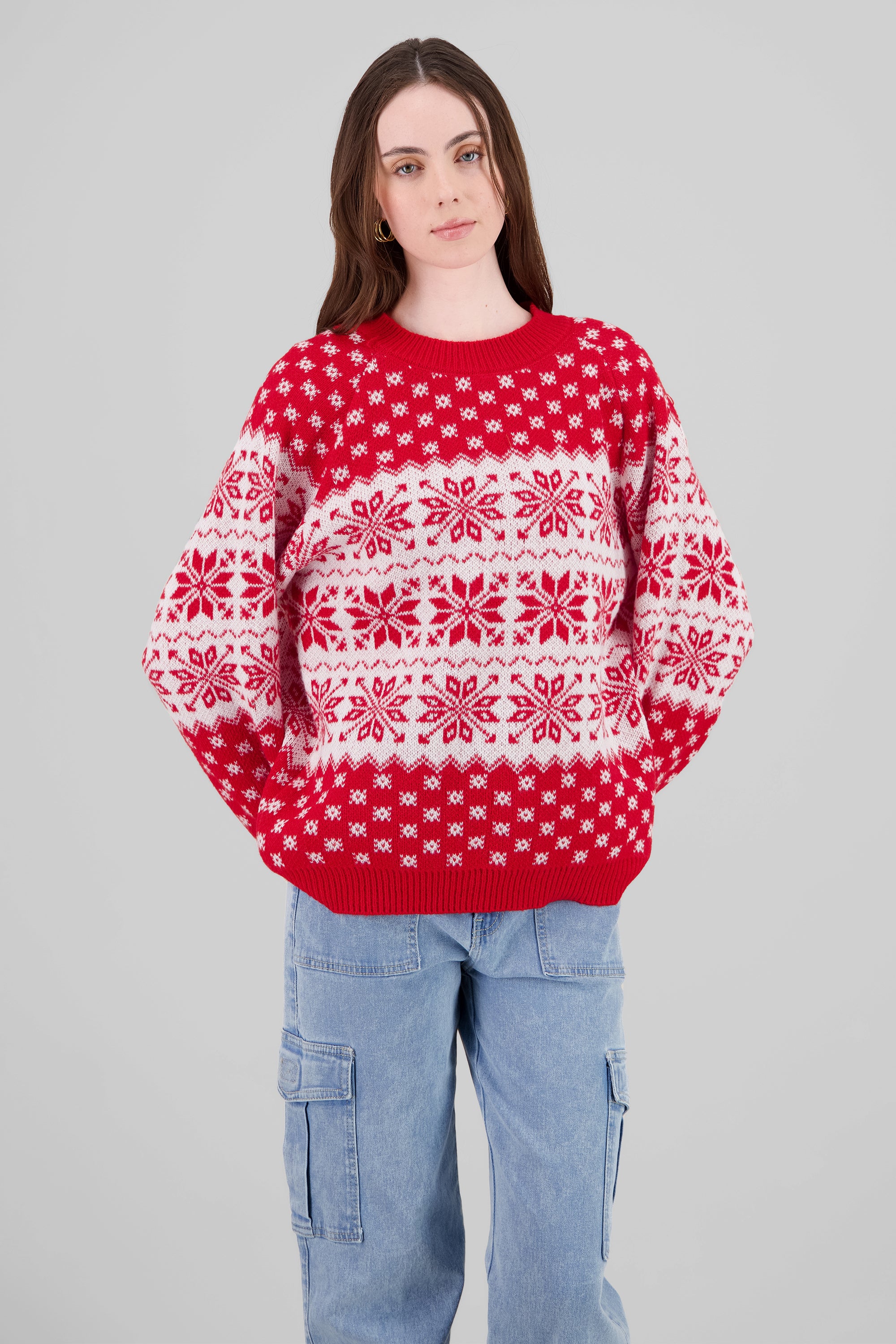 Poinsettia Christmas Sweater RED COMBO