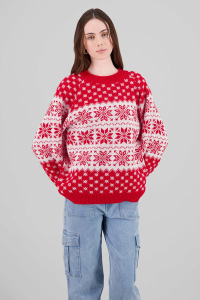 Poinsettia Christmas Sweater RED COMBO