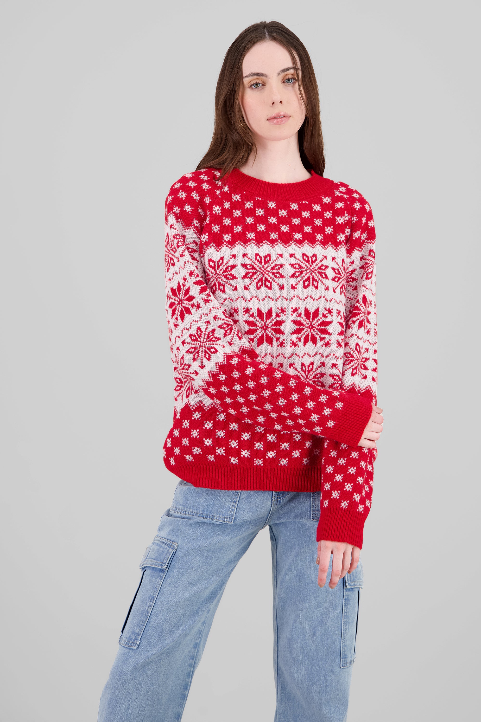 Poinsettia Christmas Sweater RED COMBO