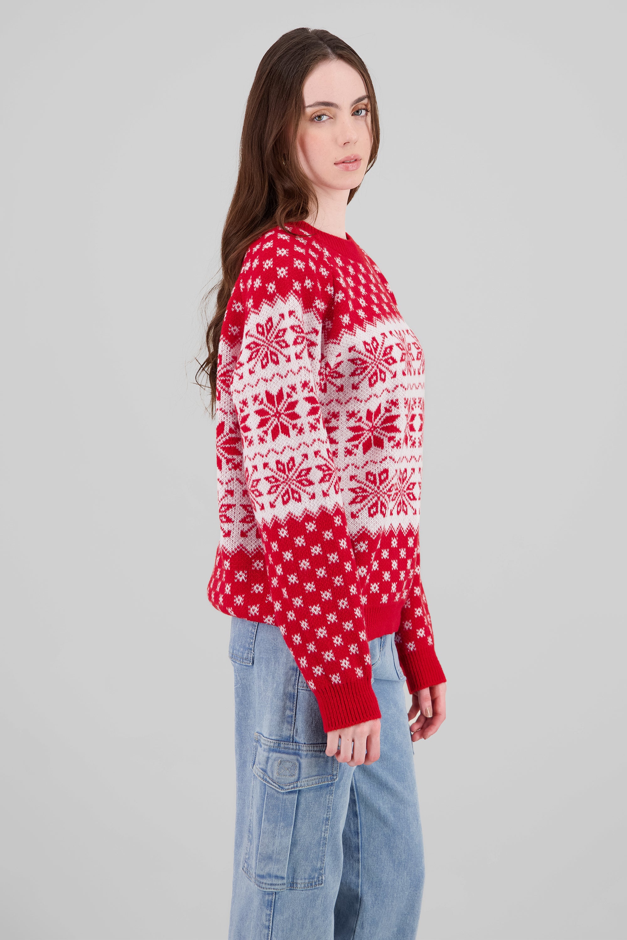 Poinsettia Christmas Sweater RED COMBO