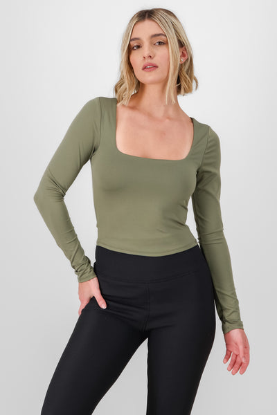 Solid Long Sleeve Top OLIVE