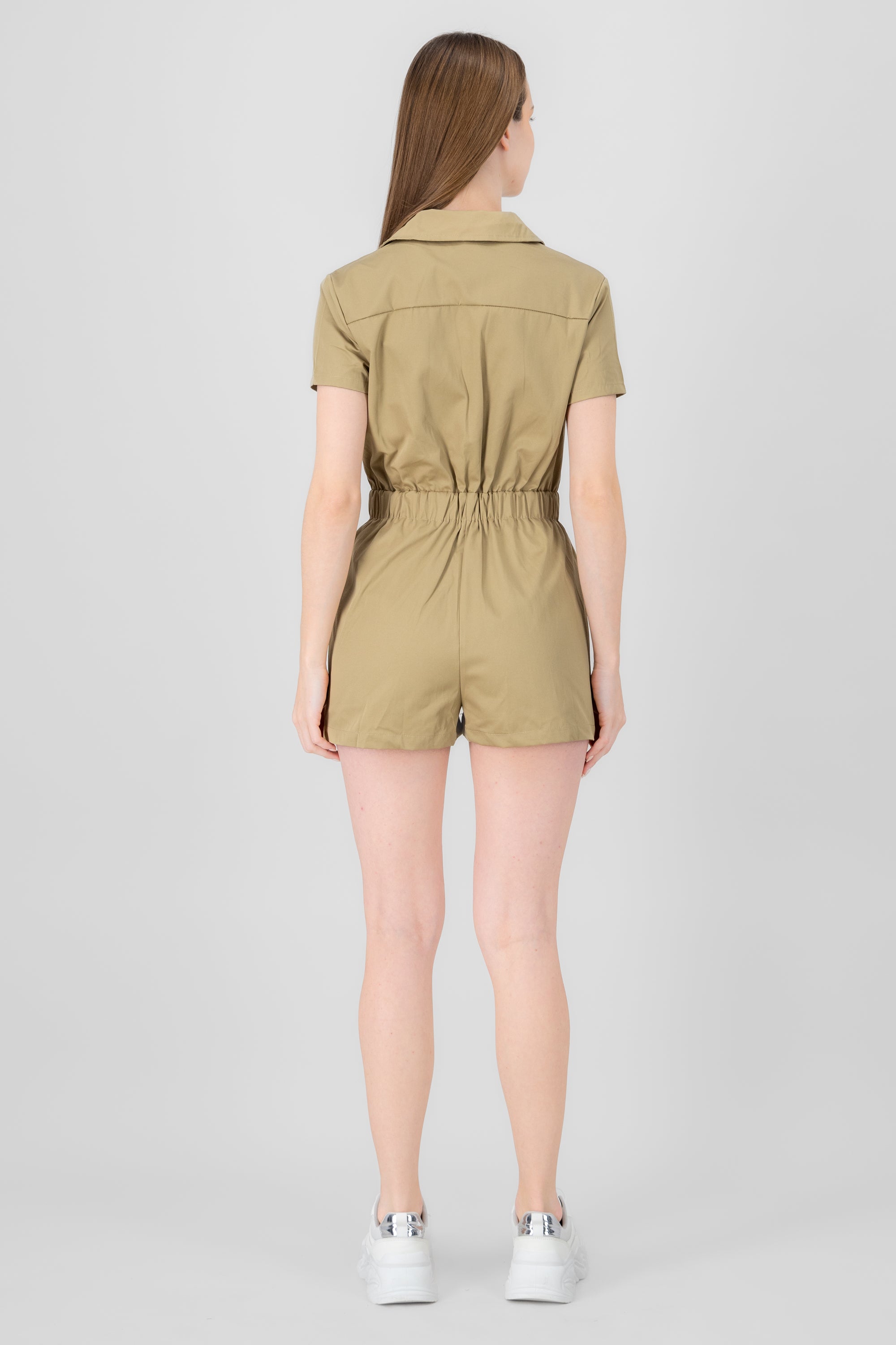 Solid Cargo Romper TAN