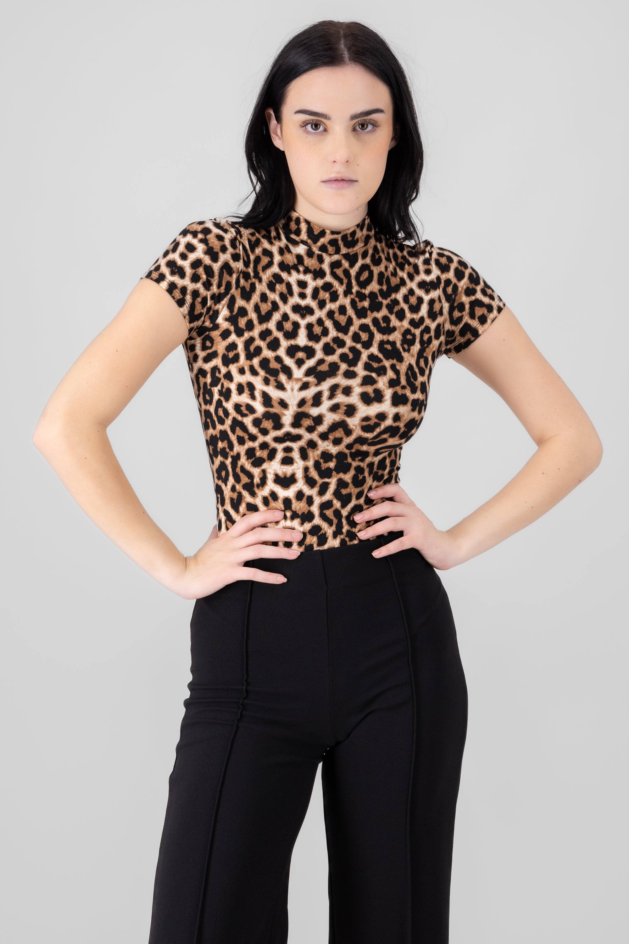 Animal Print Bodysuit BROWN COMBO