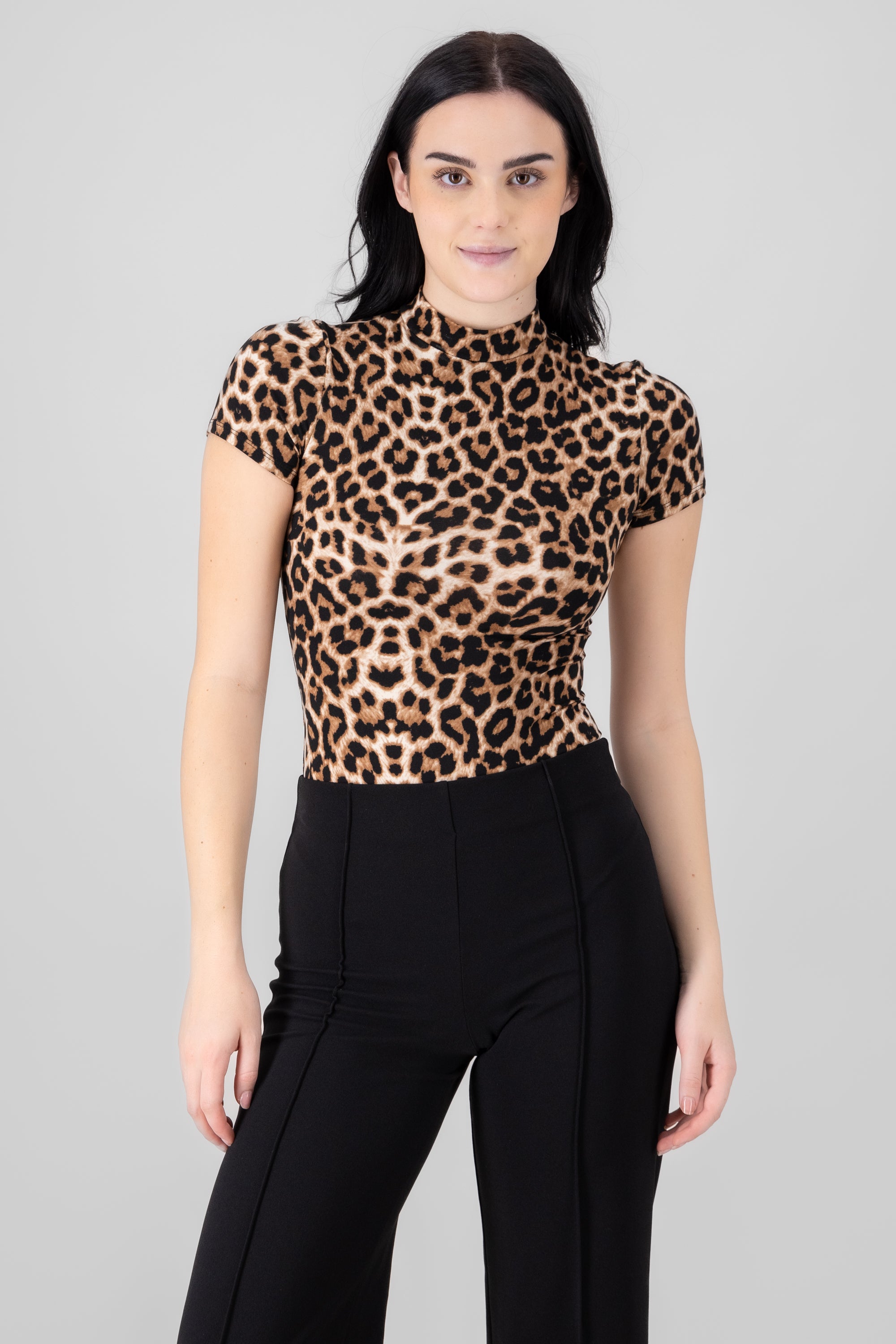 Animal Print Bodysuit BROWN COMBO