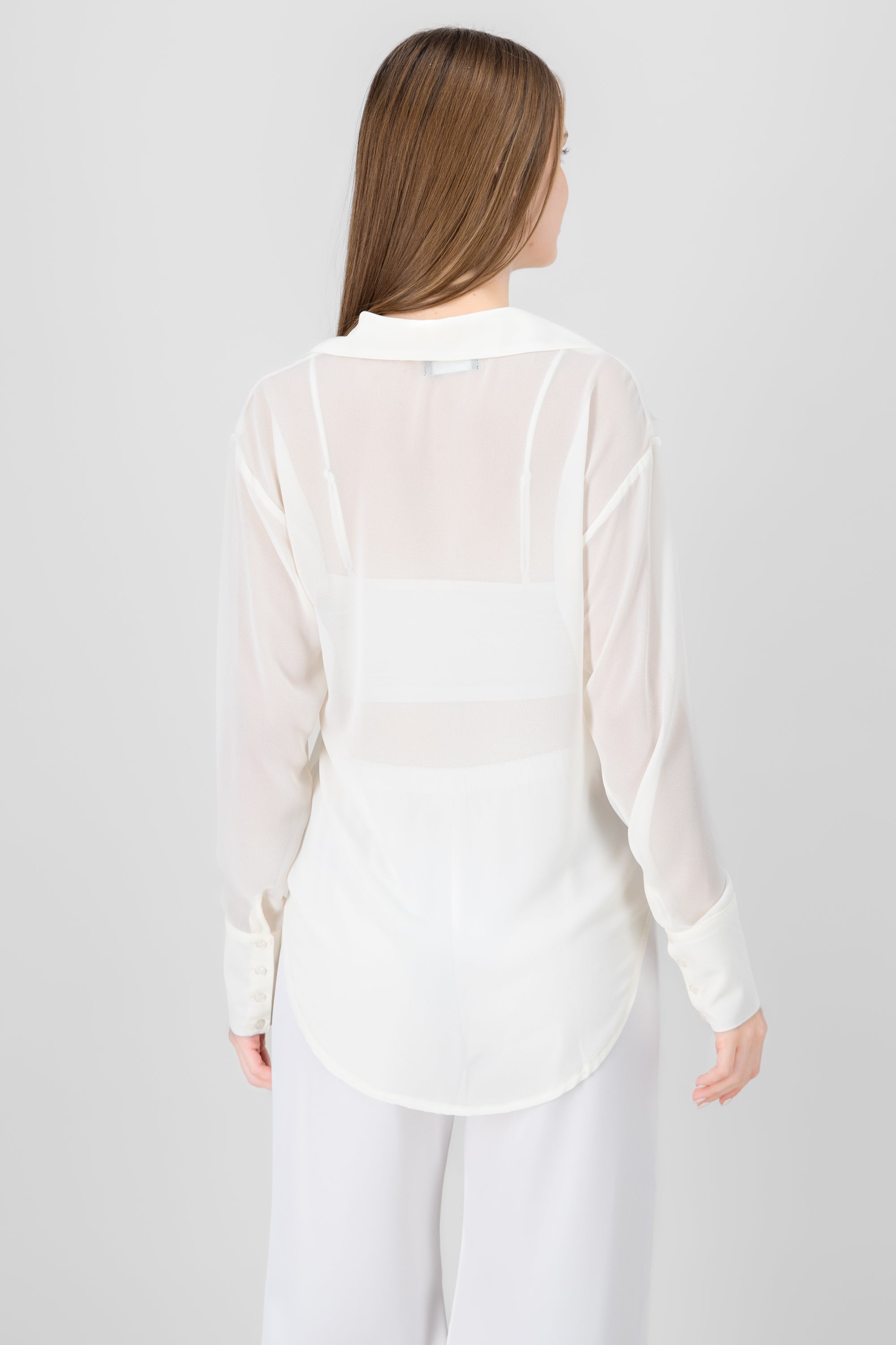 Long Sleeve Chiffon Blouse CREAM