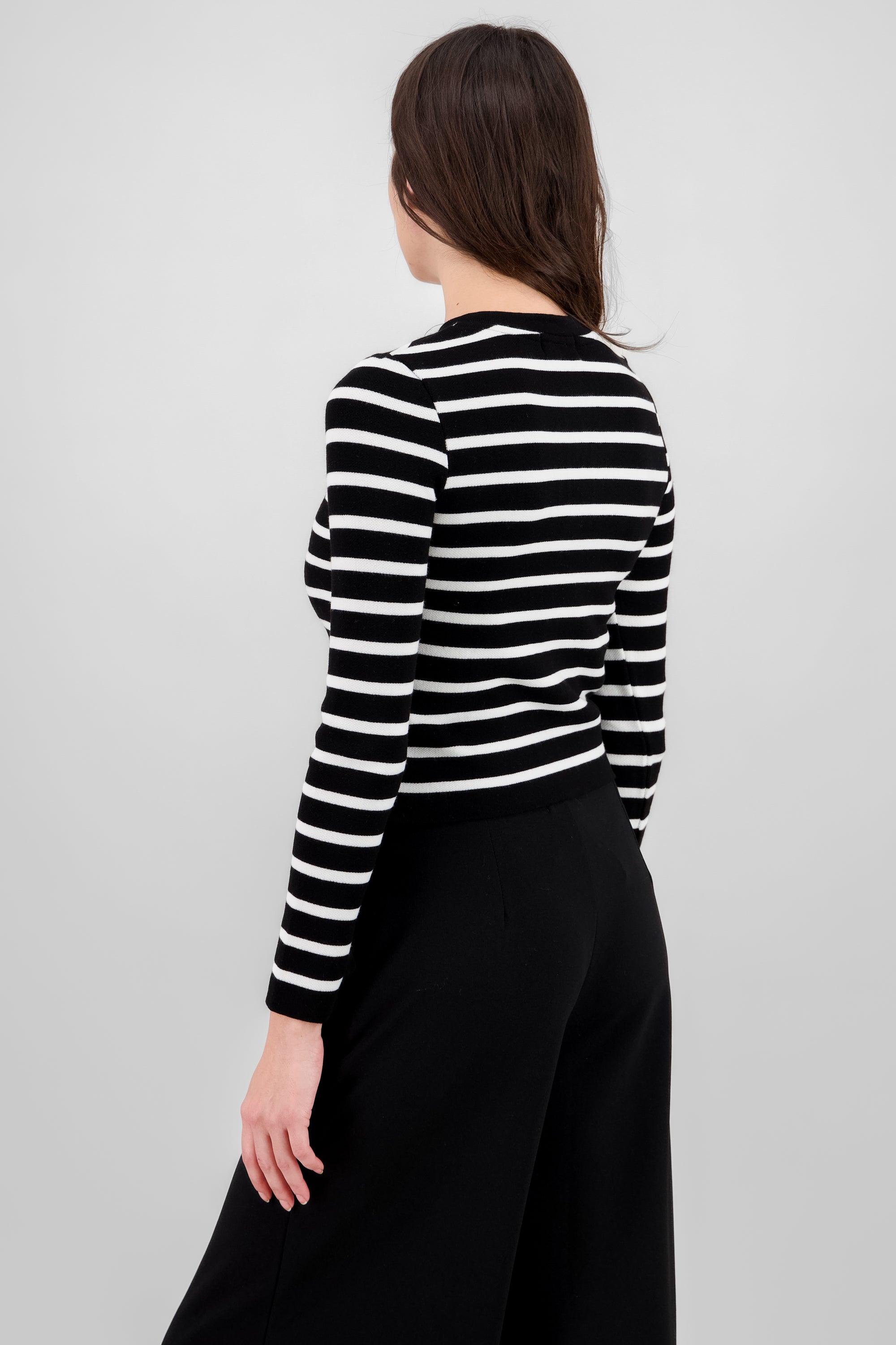 Striped Knit Cardigan BLACK COMBO