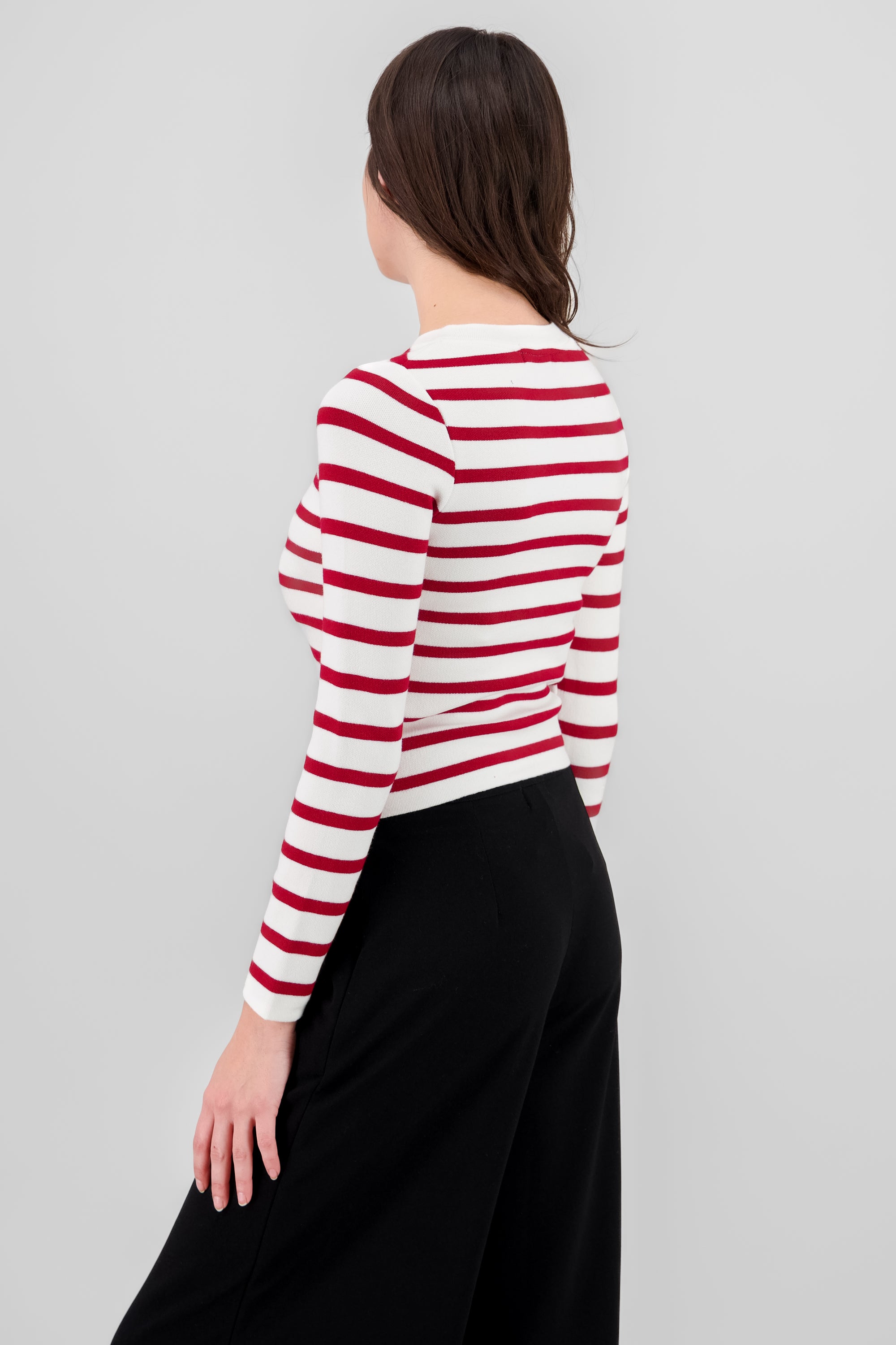 Striped Knit Cardigan RED