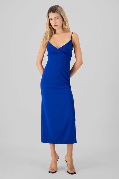 Solid Crossover Maxi Dress ROYAL BLUE