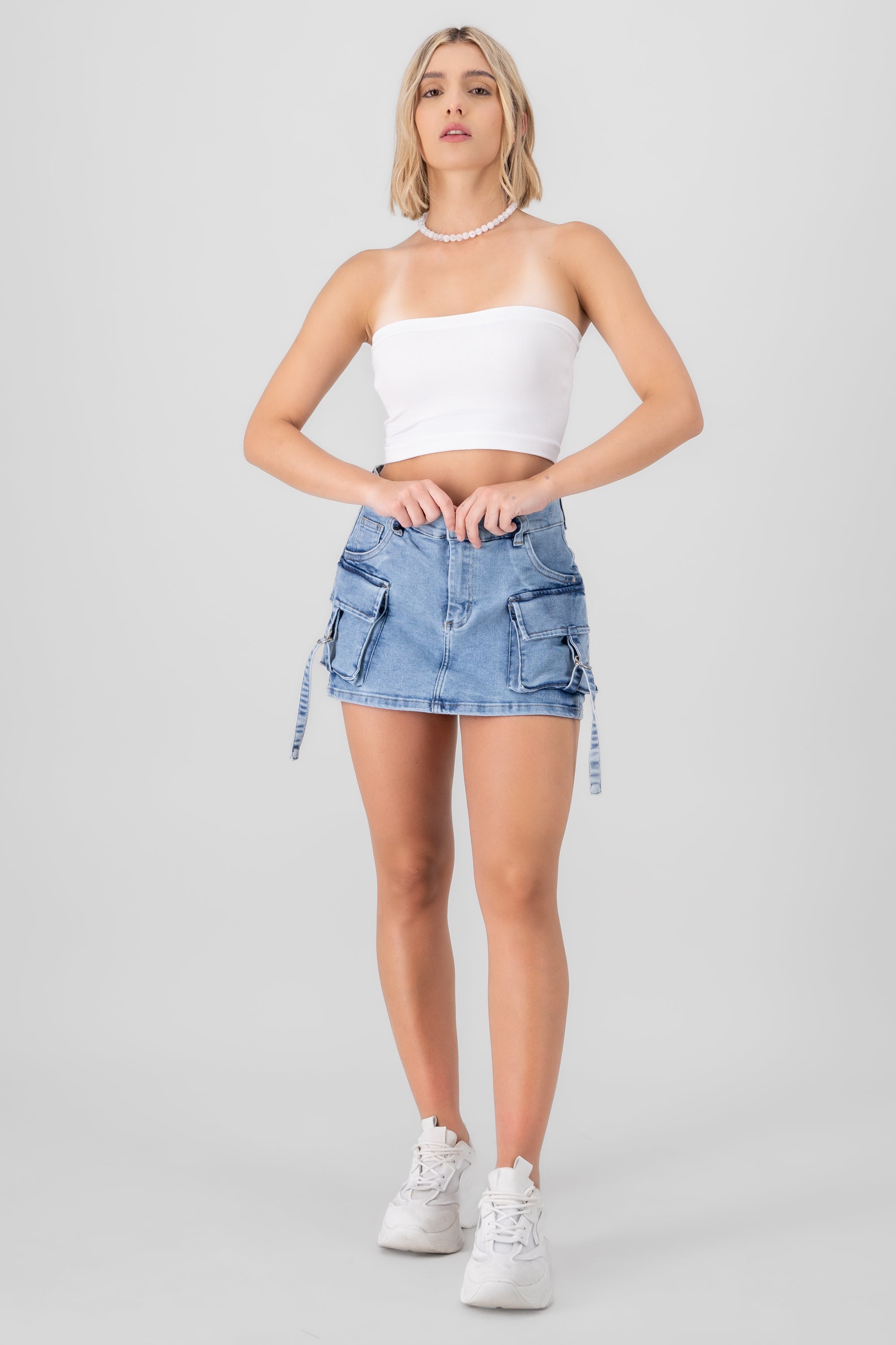 Denim Mini Skort LIGHT ACID WASH