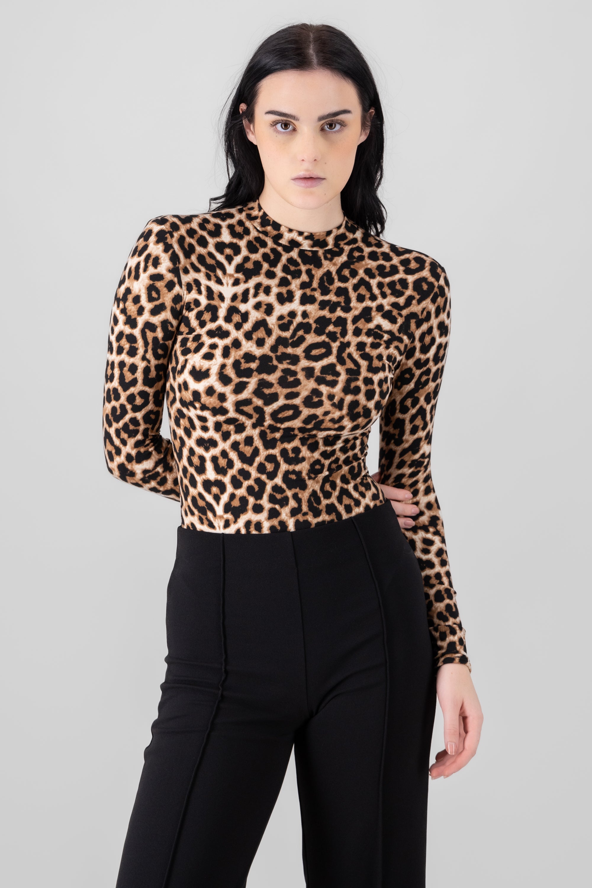 Animal Print Bodysuit BROWN COMBO