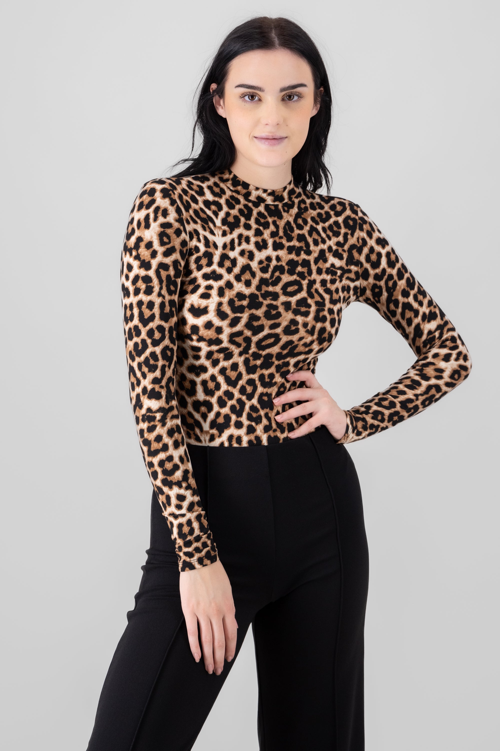 Animal Print Bodysuit BROWN COMBO