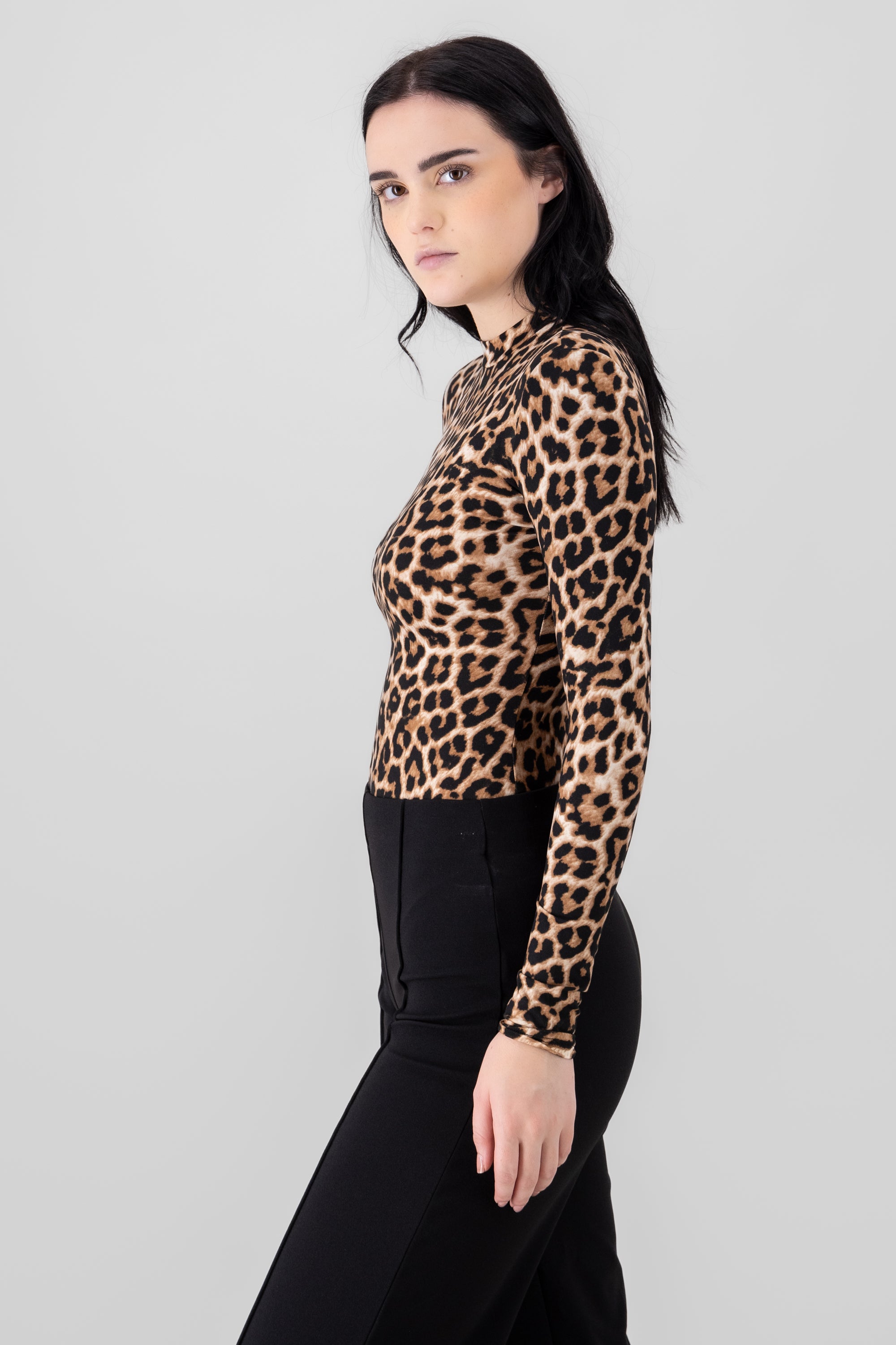 Animal Print Bodysuit BROWN COMBO