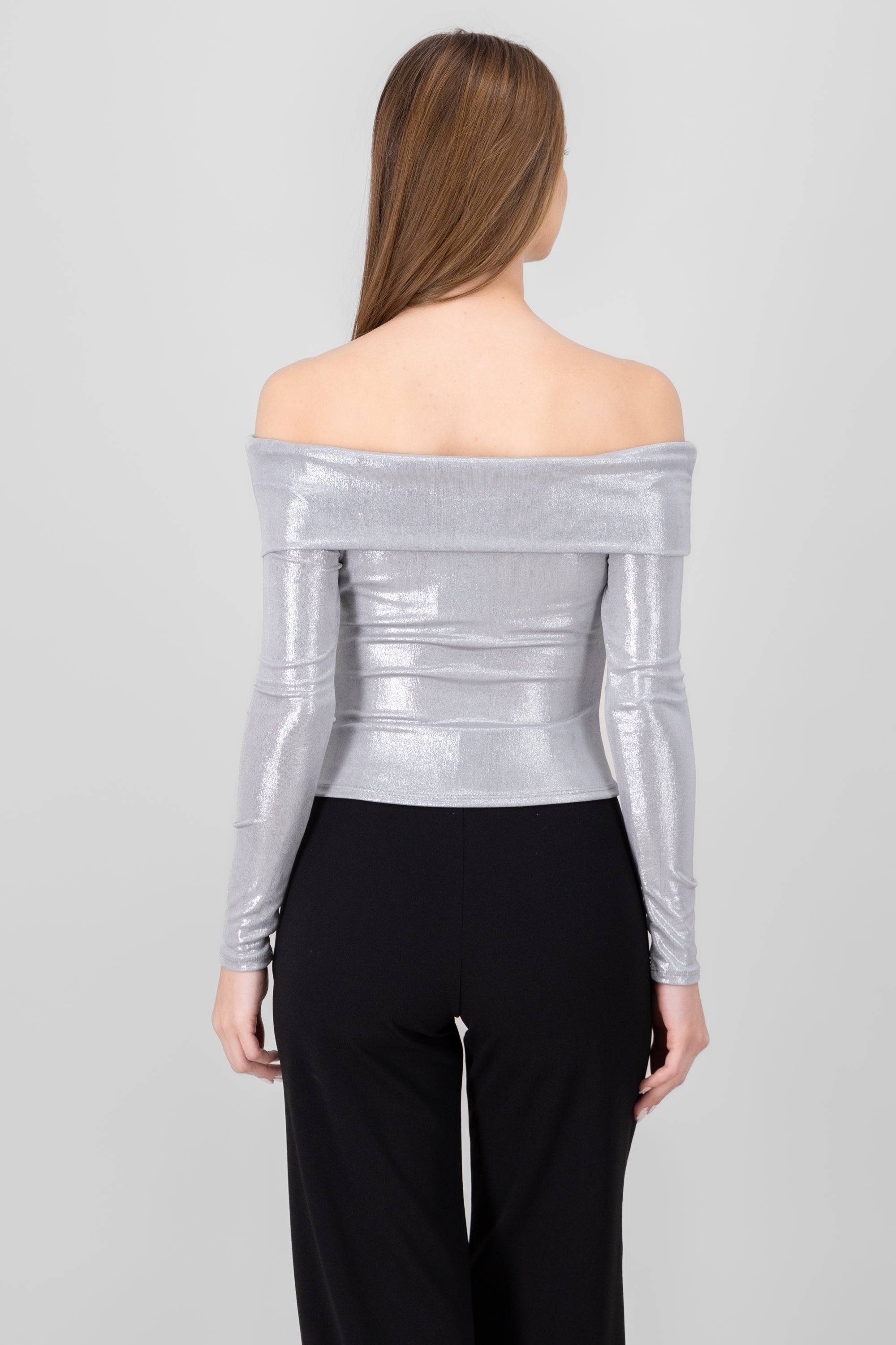 Off Shoulder Blouse With Glitter SILVER