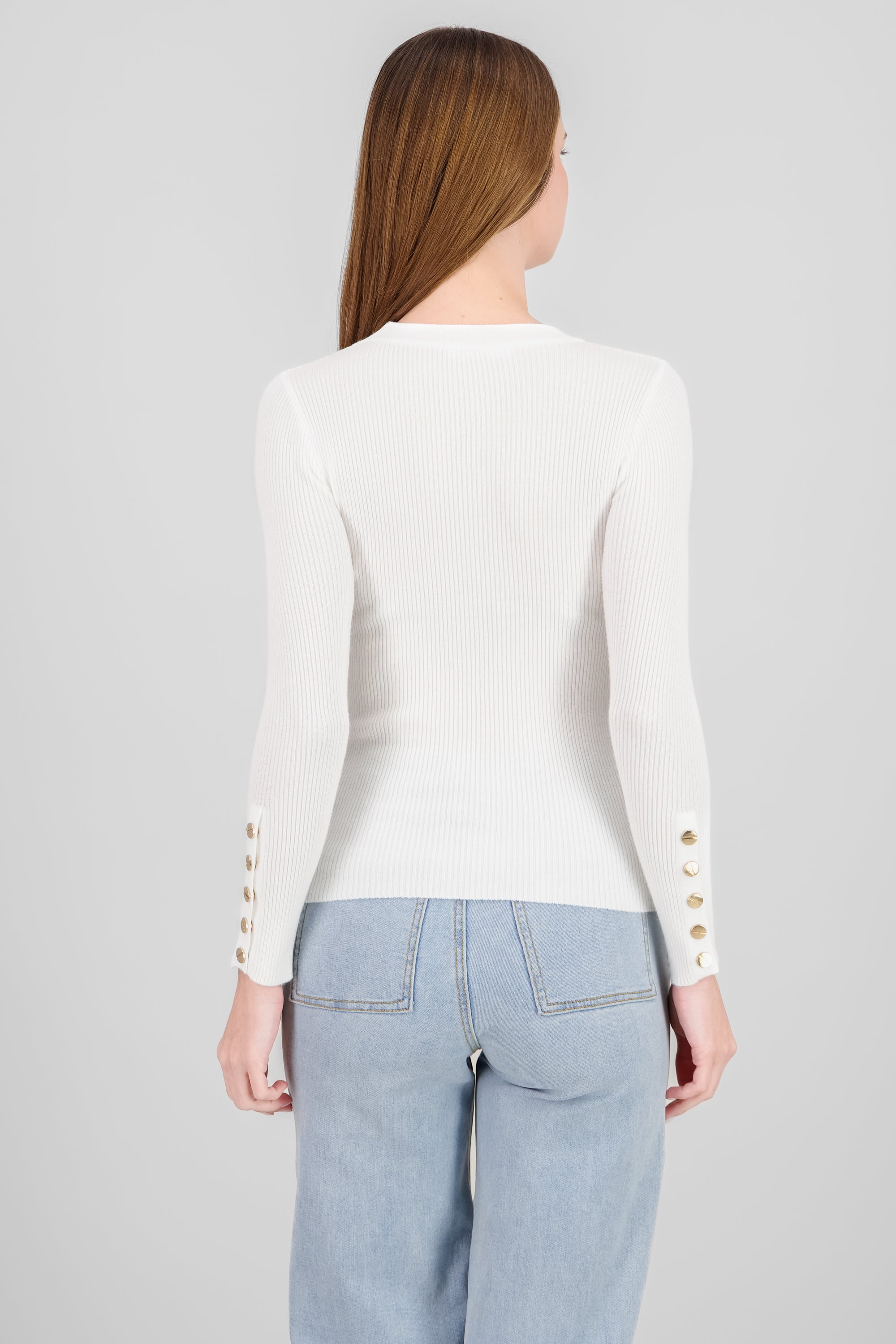 Solid Buttoned Sweater WHITE