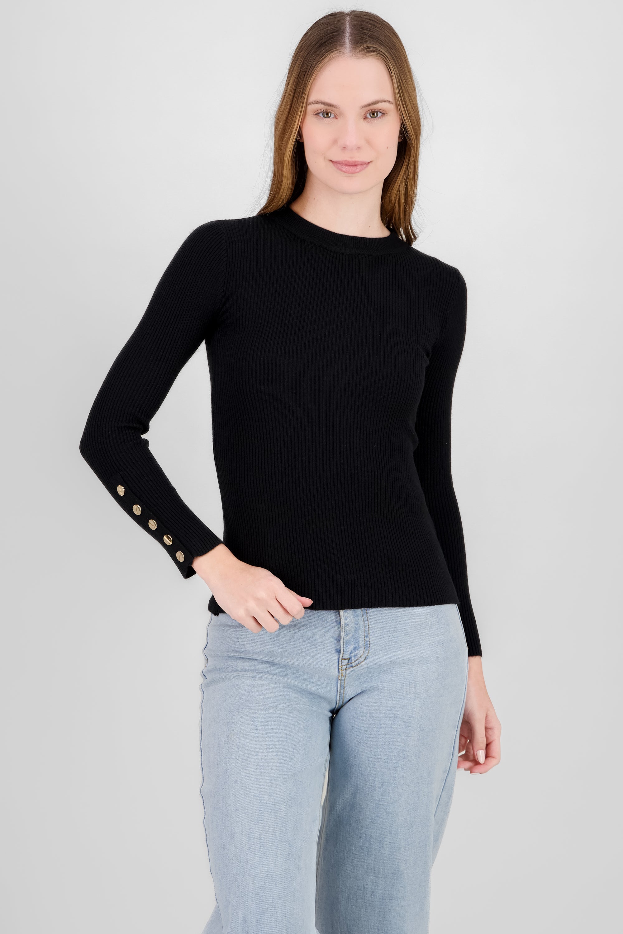 Solid Buttoned Sweater BLACK