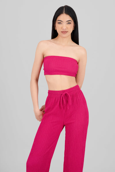 Textured Bandeau Top FUCHSIA