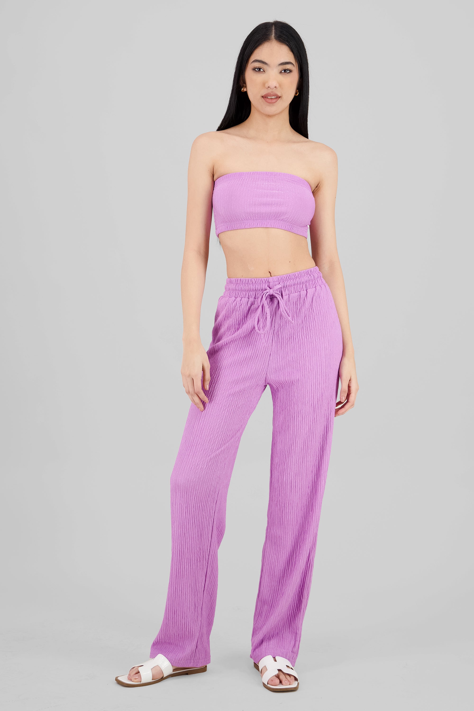 Textured Pants PASTEL PURPLE