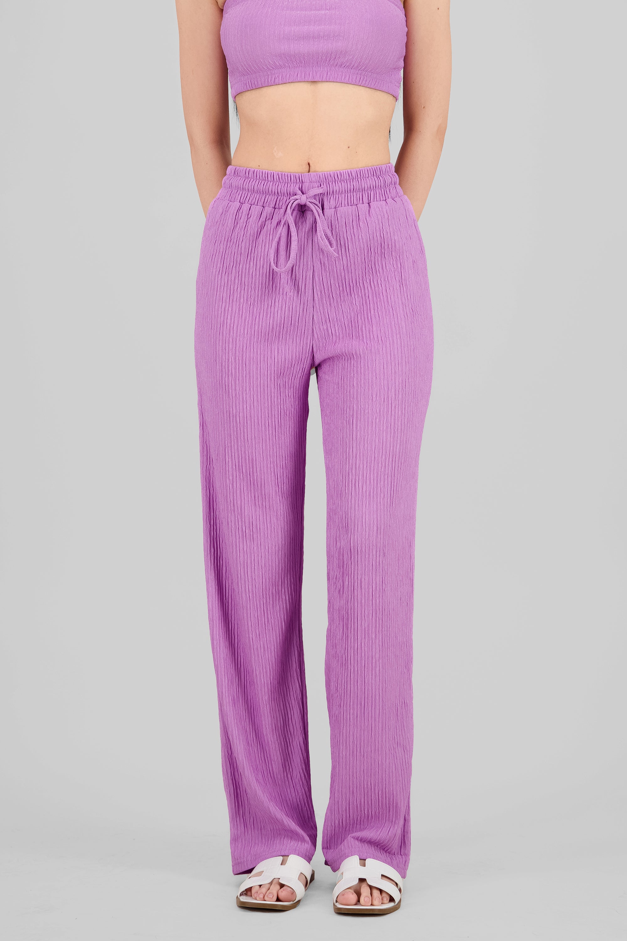 Textured Pants PASTEL PURPLE