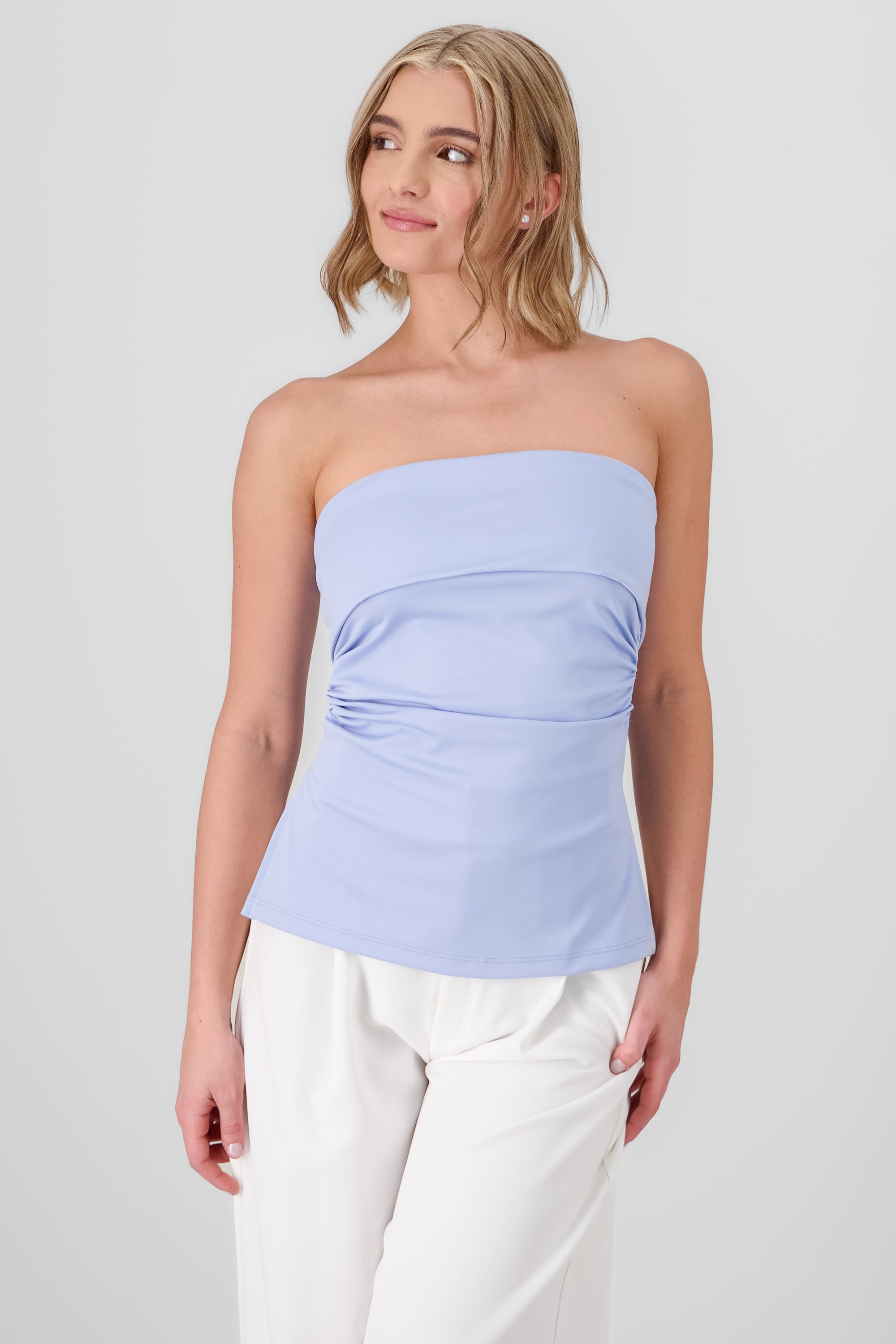 Double Neckline Tube Top SKY BLUE