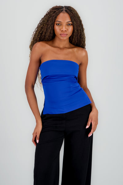 Double Neckline Tube Top BLACK